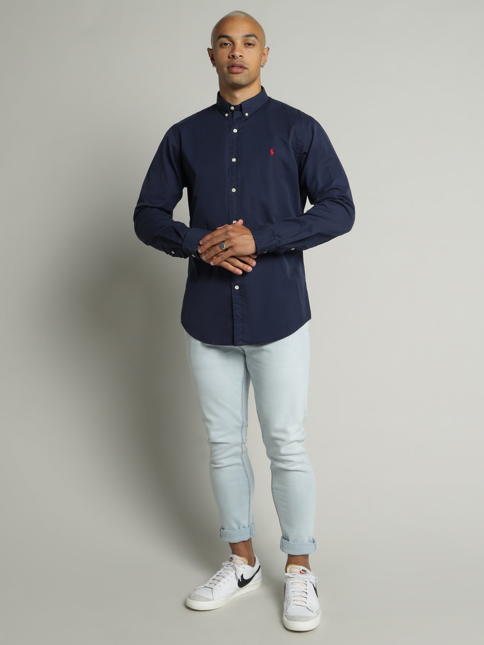 Slim Fit Twill Long Sleeve Shirt