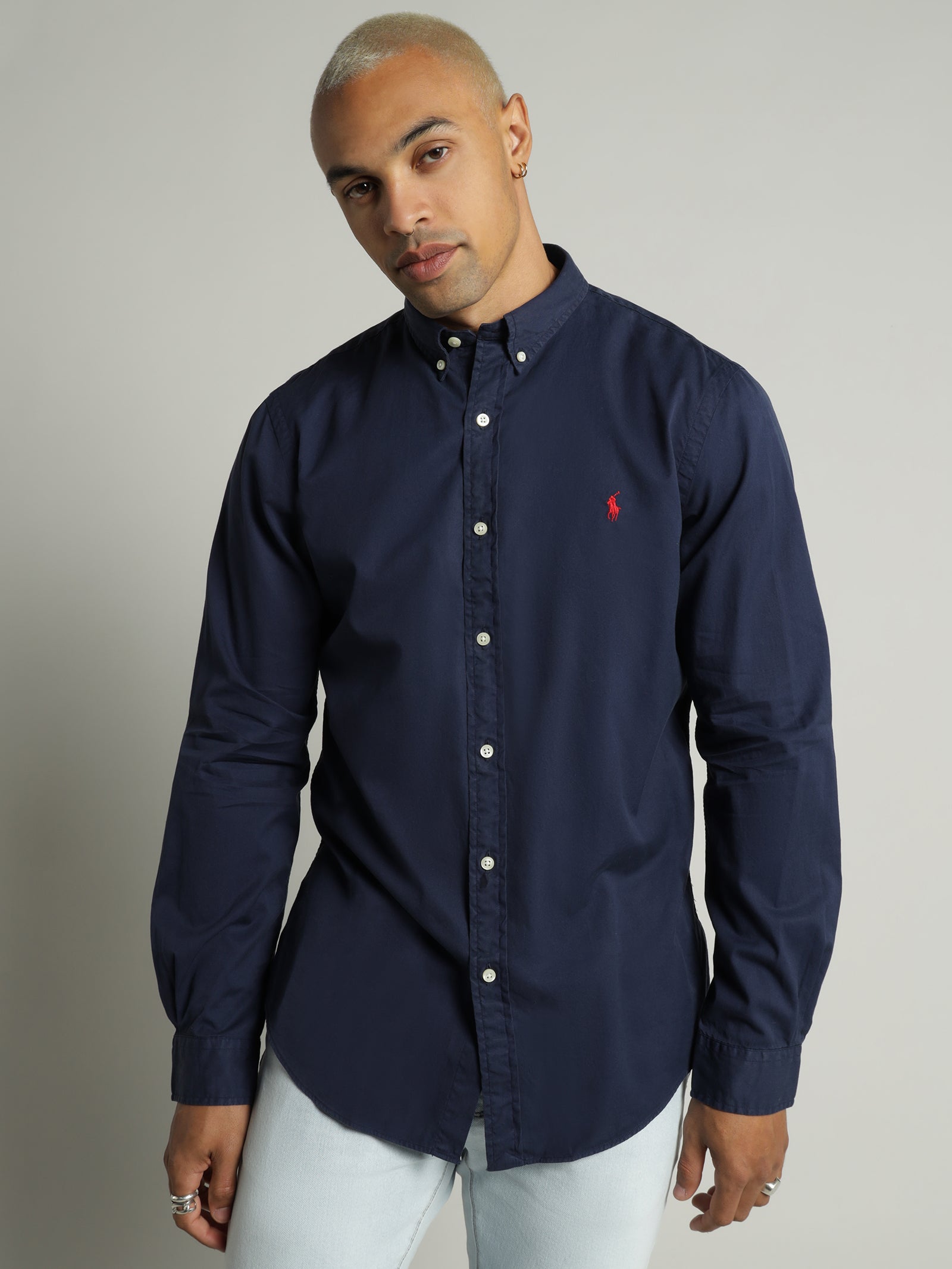 Slim Fit Twill Long Sleeve Shirt