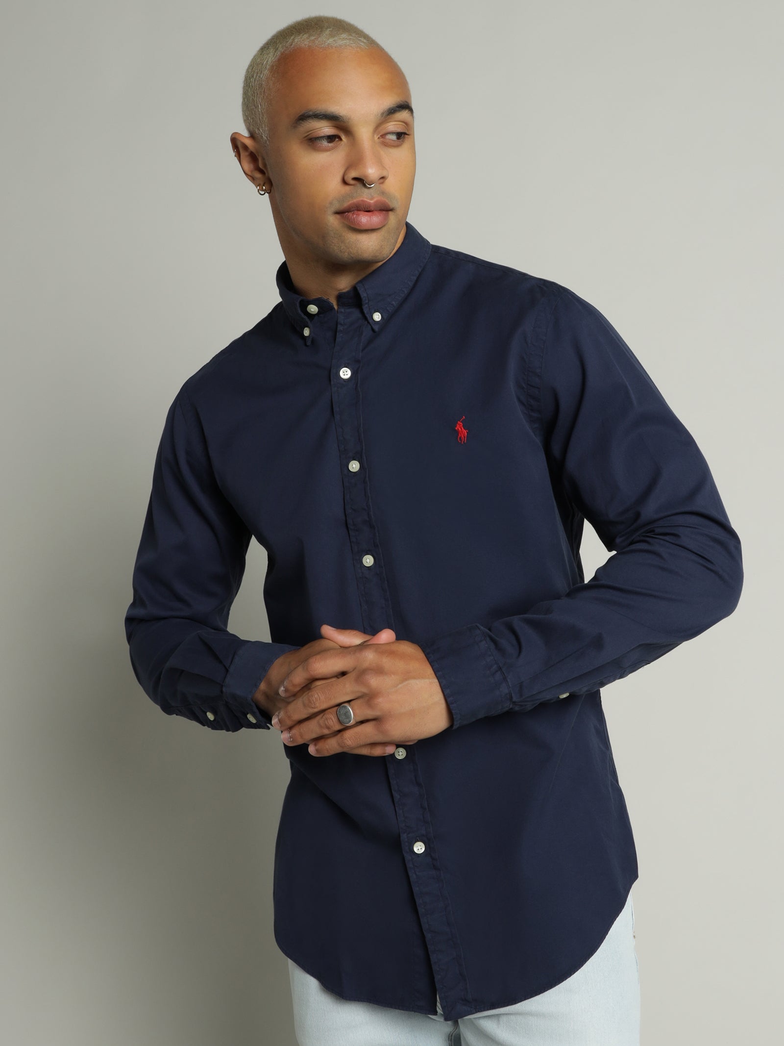 Slim Fit Twill Long Sleeve Shirt