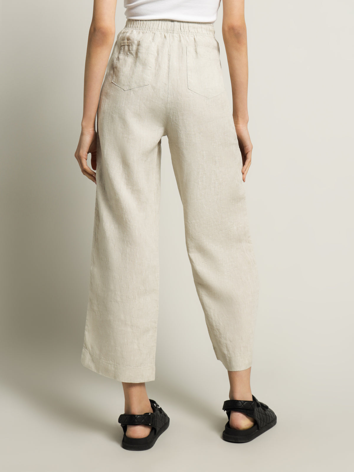 Linen Lounge Crop Pants Natural
