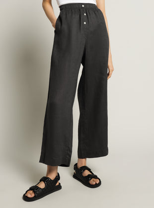 Nude Linen Lounge Crop Pant