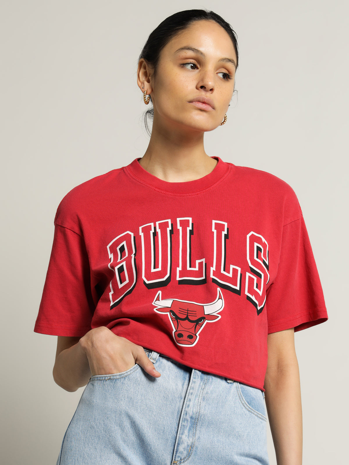 Chopped Vintage Chicago Bulls T-Shirt Faded Red