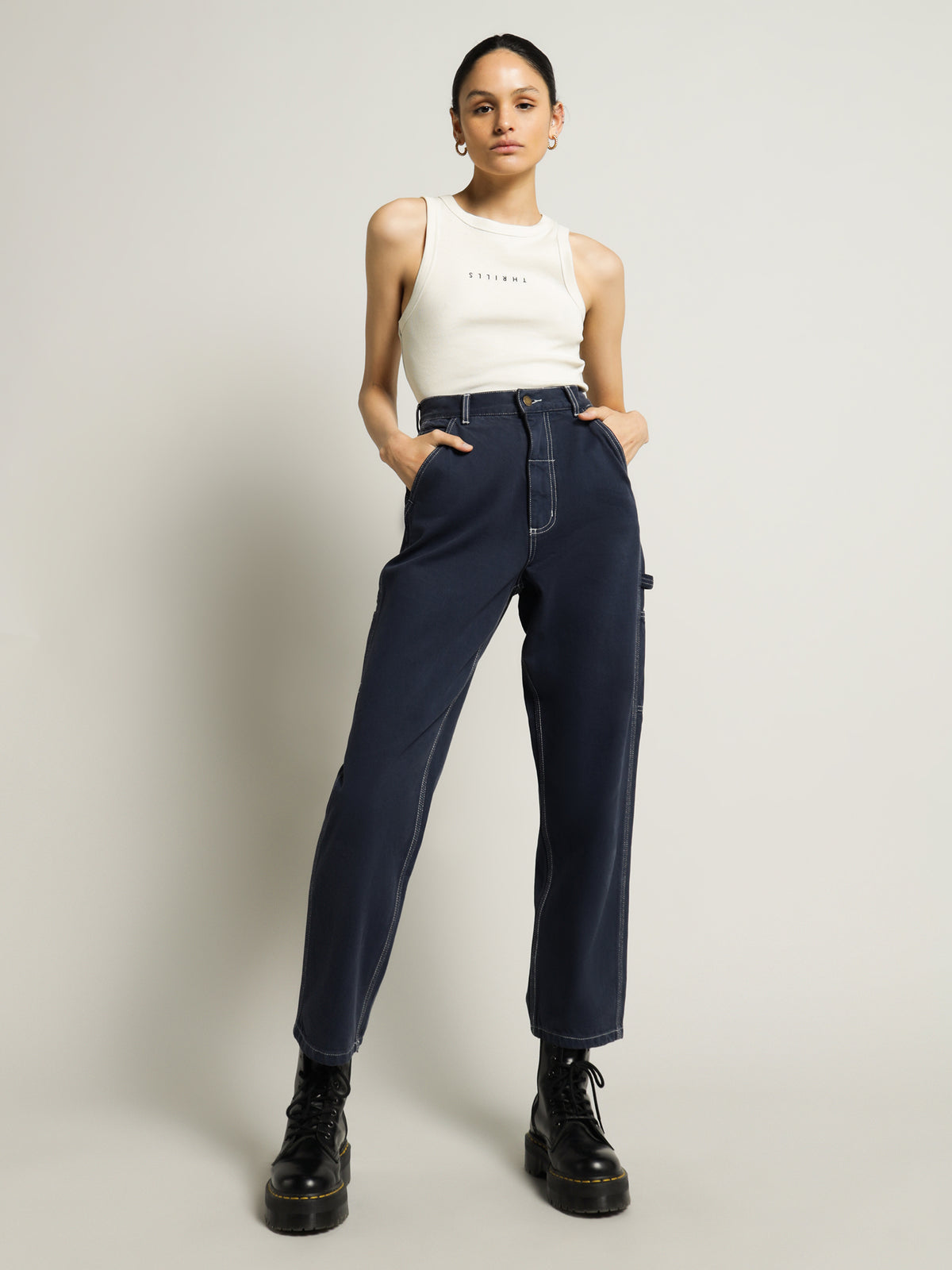 Carpenter Drill Pants in Washed Navy