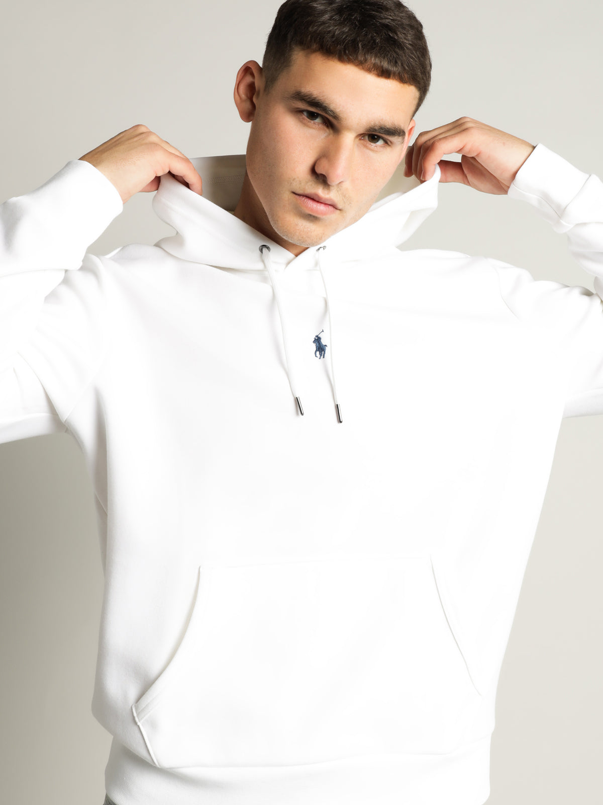 Central Pony Double Knit Hoodie in White