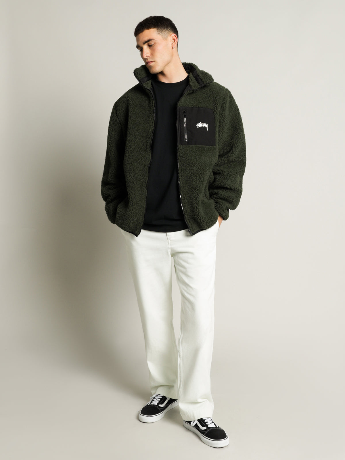 Stock Sherpa Jacket in Forest Green