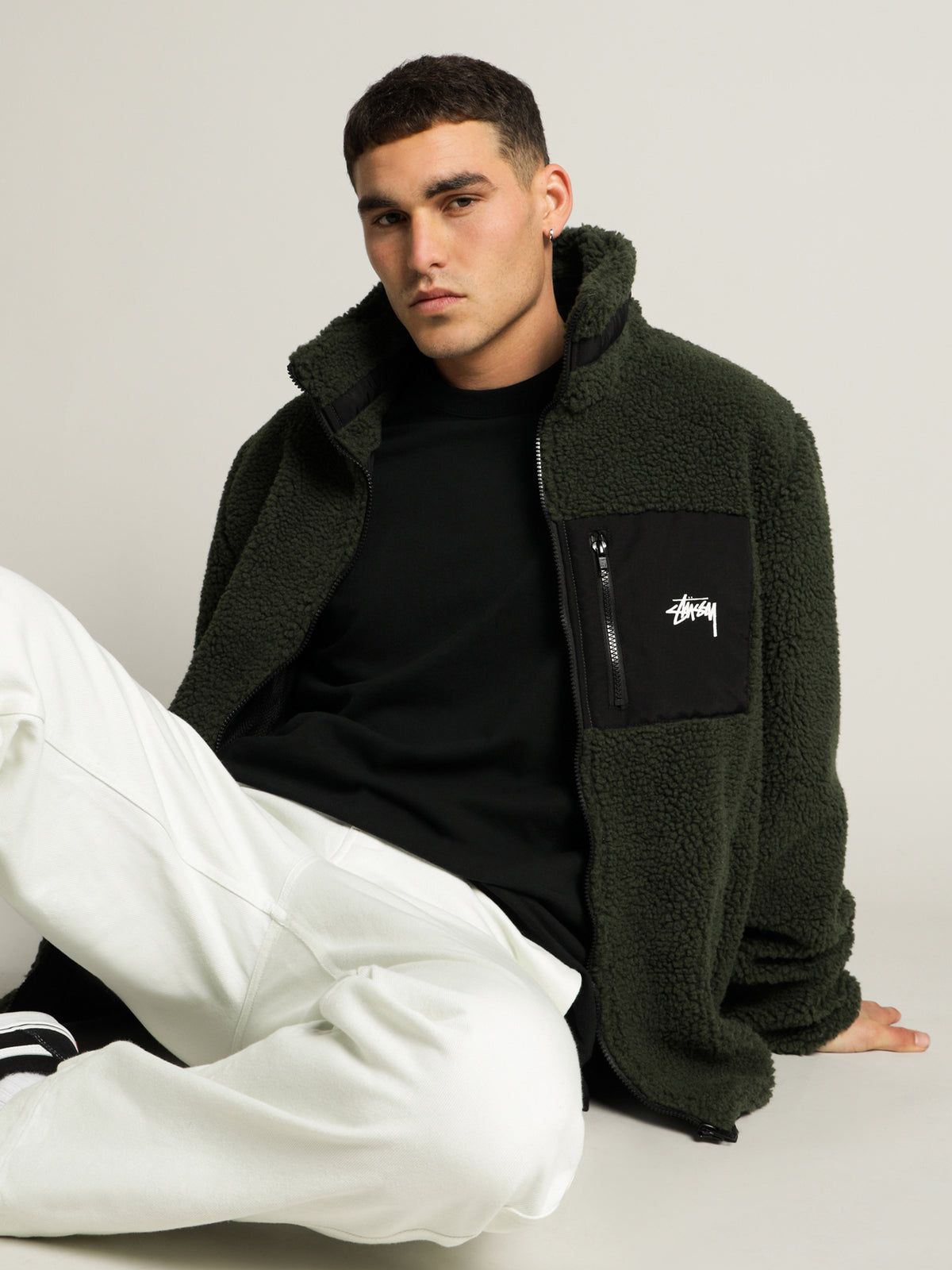 Stock Sherpa Jacket in Forest Green