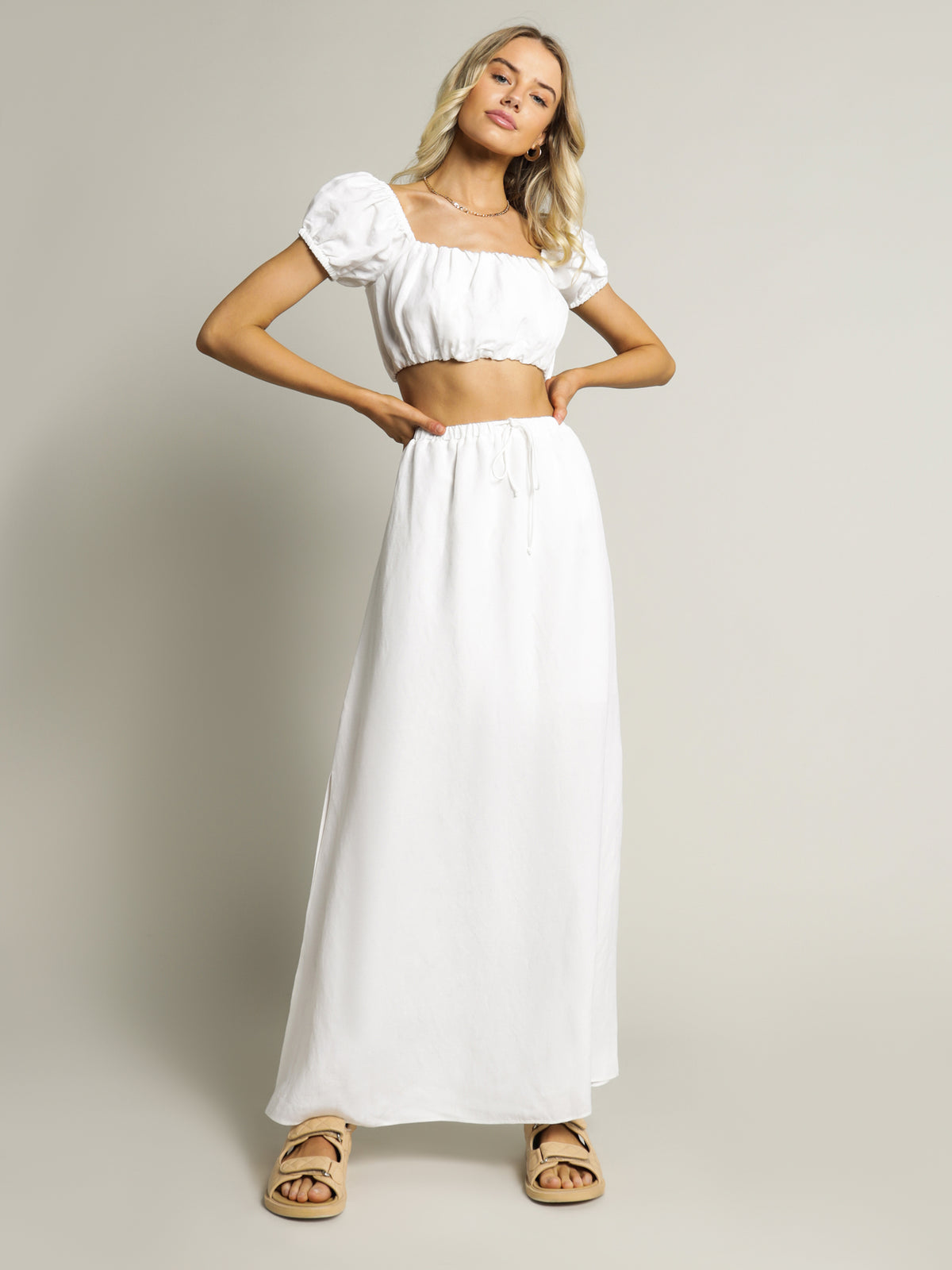 Estelle Linen Maxi Skirt in Vanilla