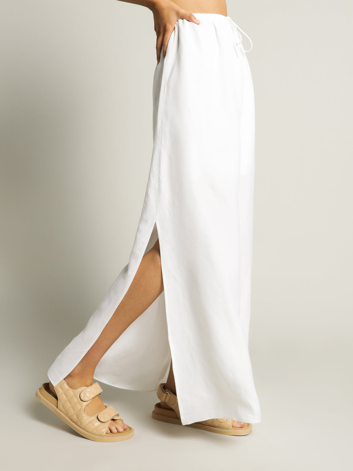 Estelle Linen Maxi Skirt in Vanilla