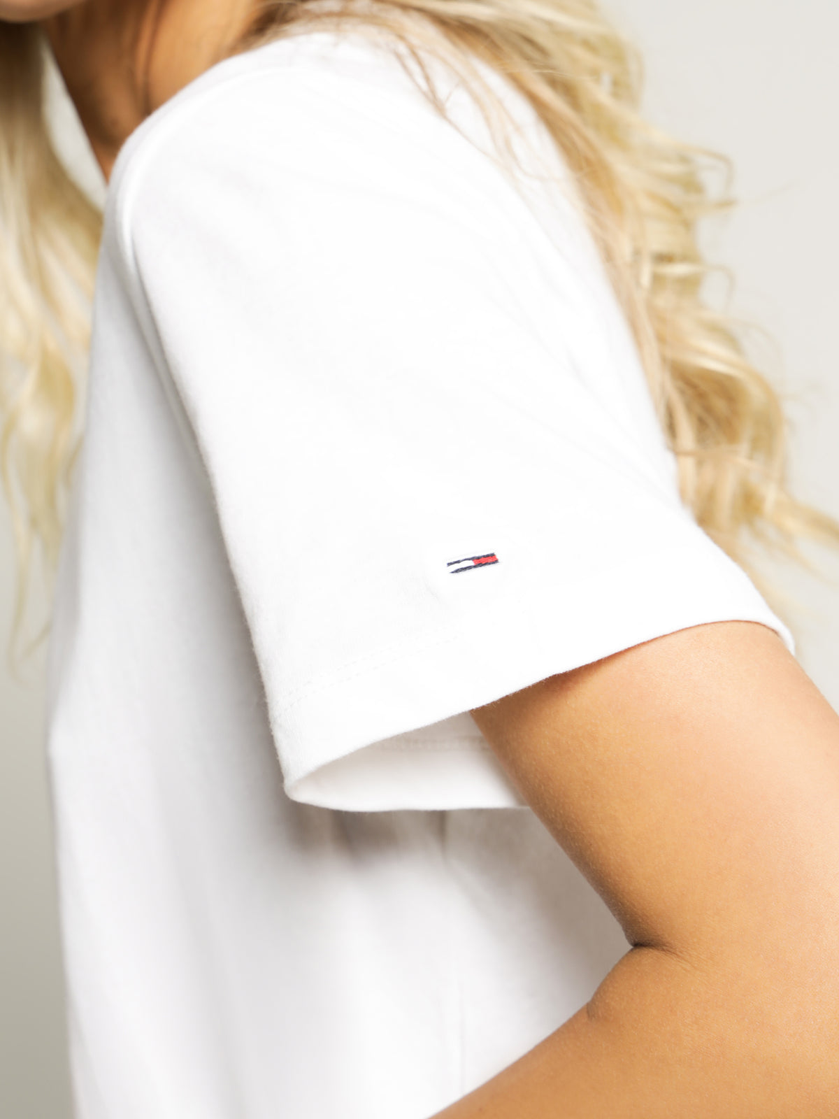 Boxy Cropped Badge T-Shirt in White