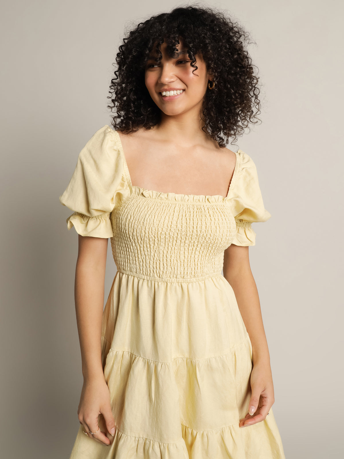 Lucia Smock Dress in Limone