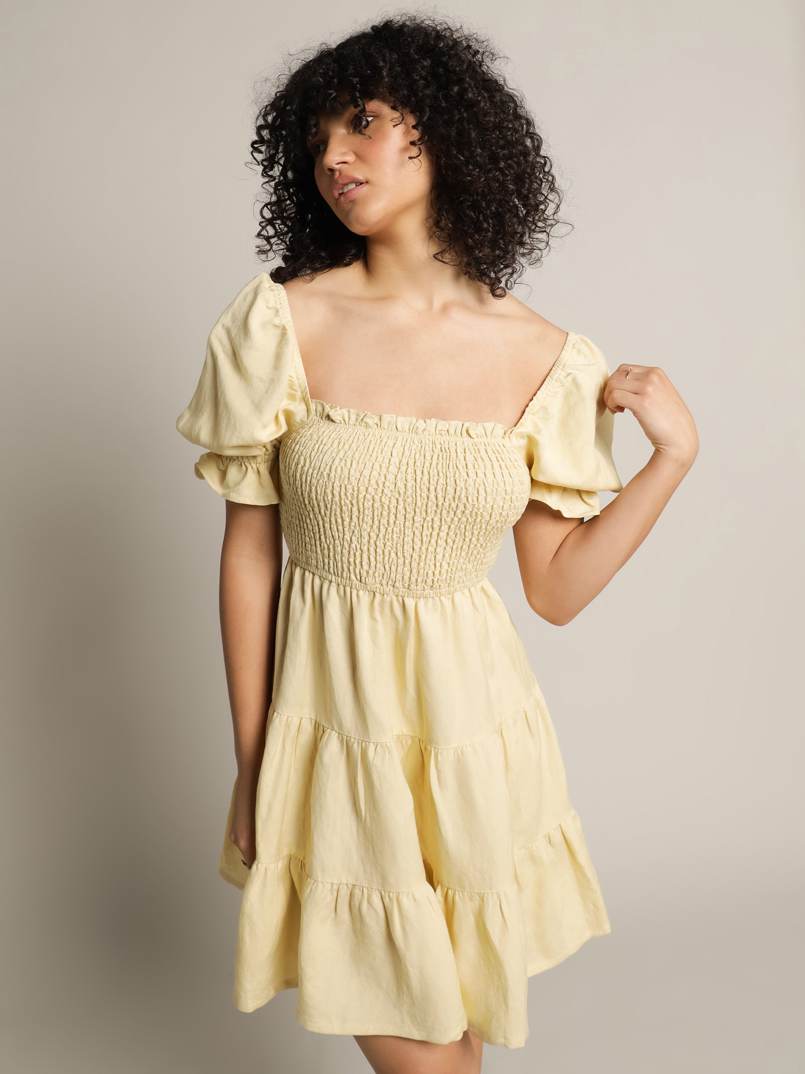 Lucia Smock Dress in Limone