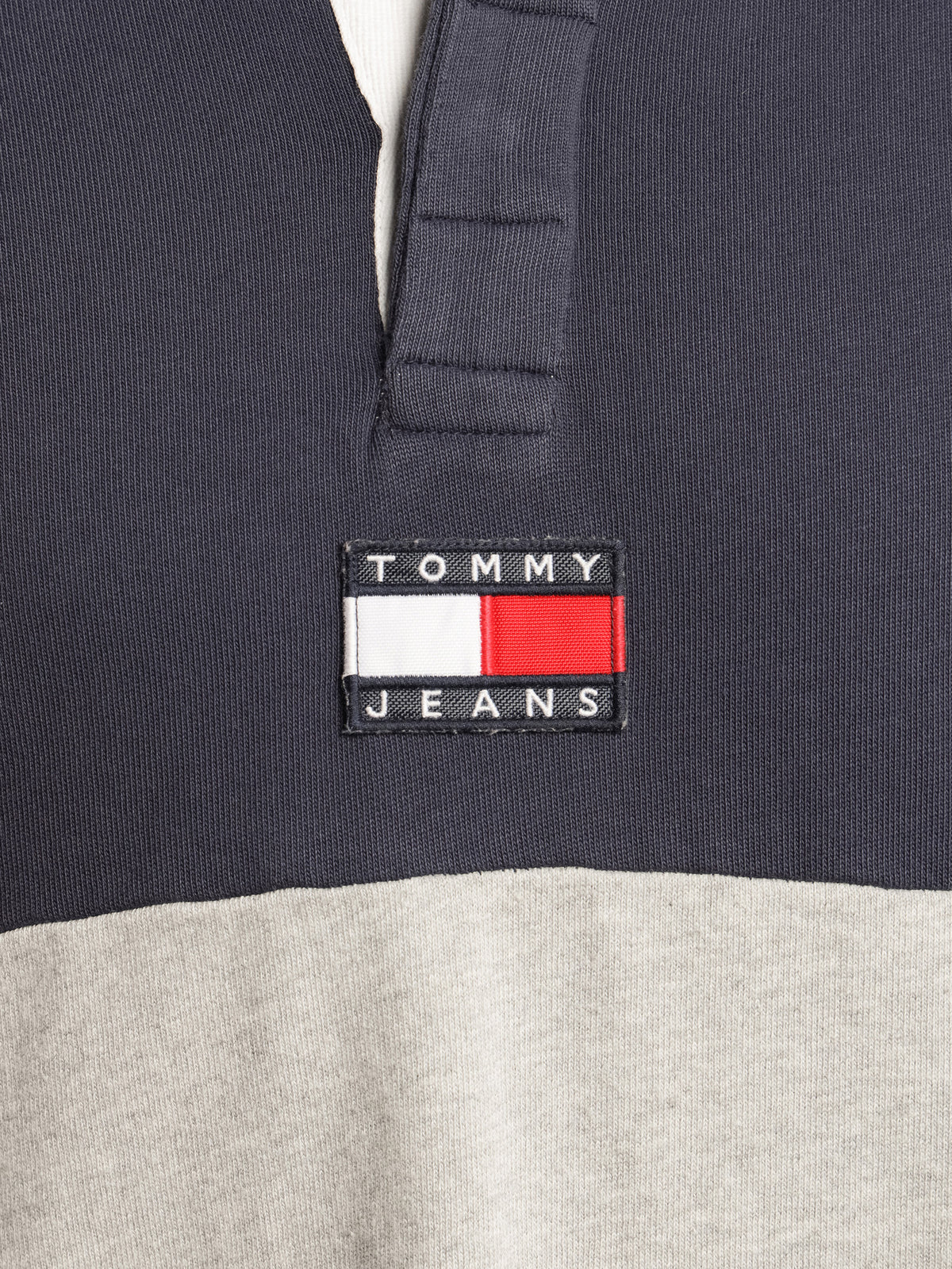 Tommy Badge Relaxed Rugby Shirt in Navy &amp; Grey