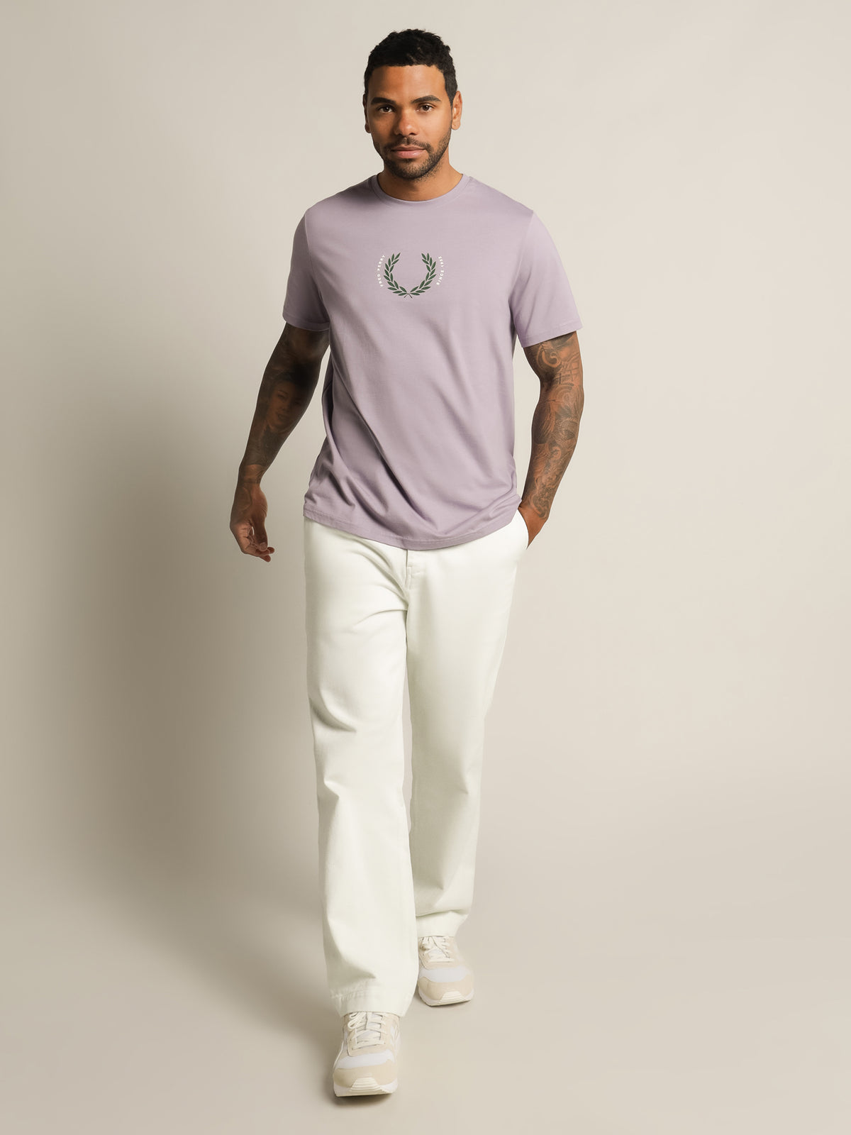 Fred Perry Arch Branding T-Shirt | Lavender
