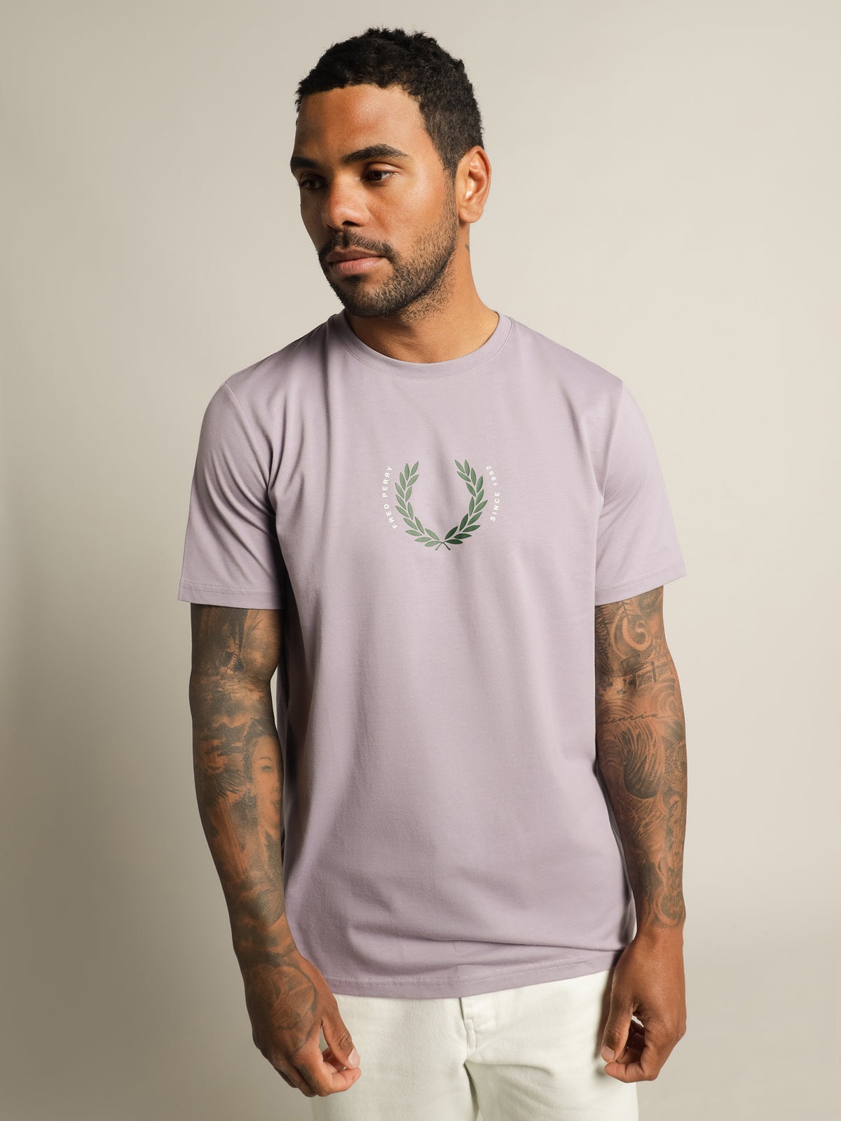 Fred Perry Arch Branding T-Shirt | Lavender