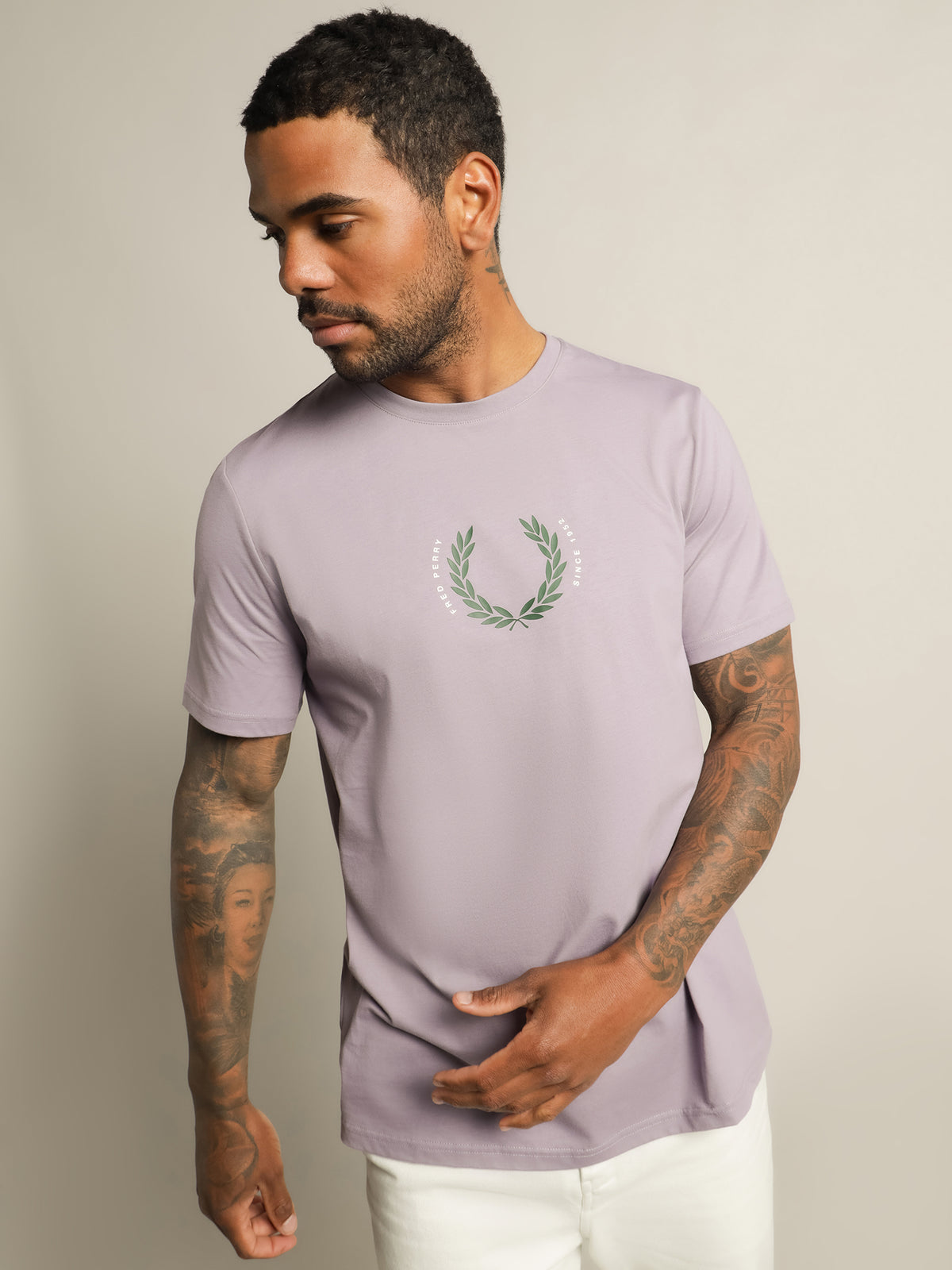 Fred Perry Arch Branding T-Shirt | Lavender