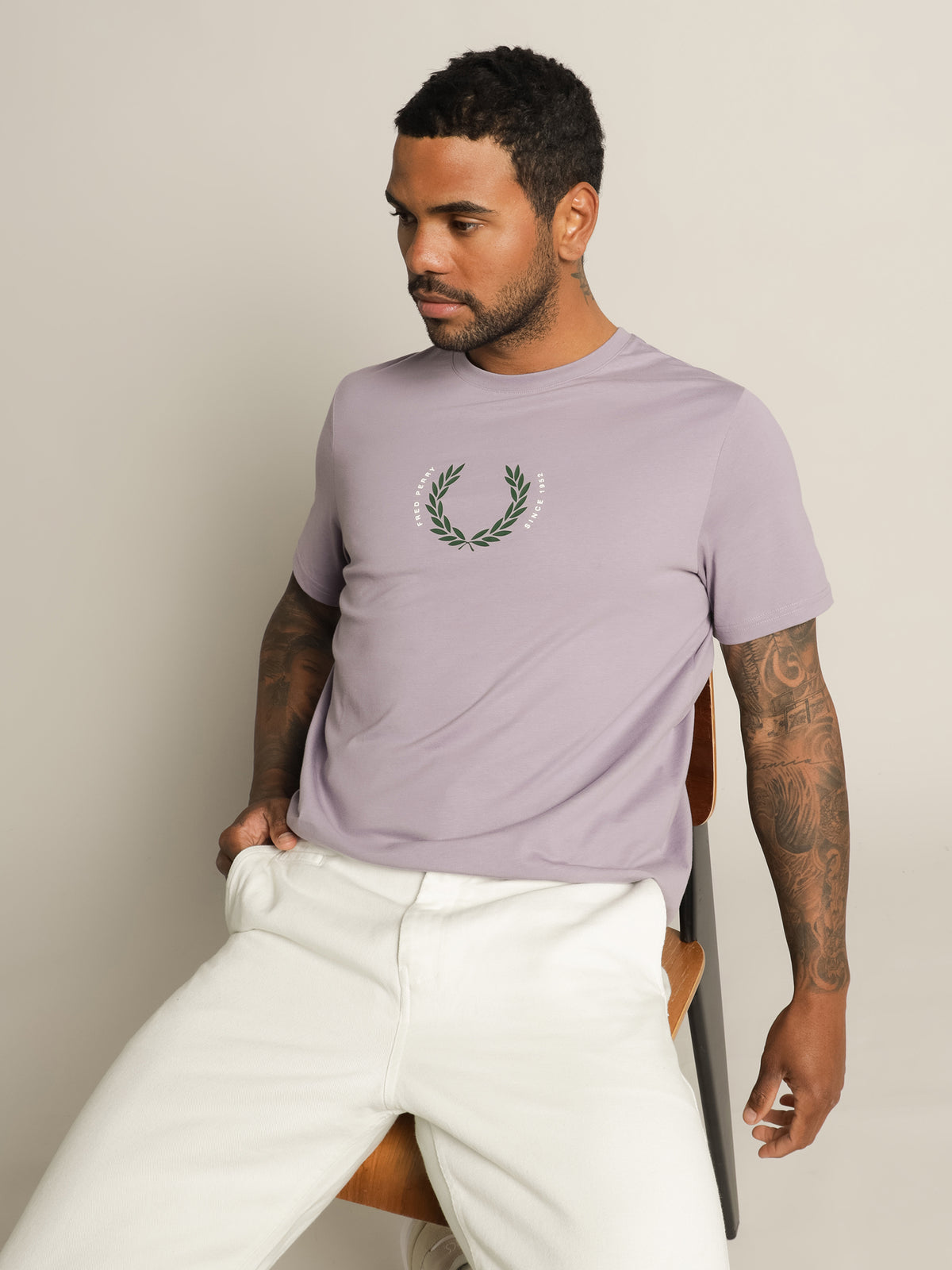 Fred Perry Arch Branding T-Shirt | Lavender