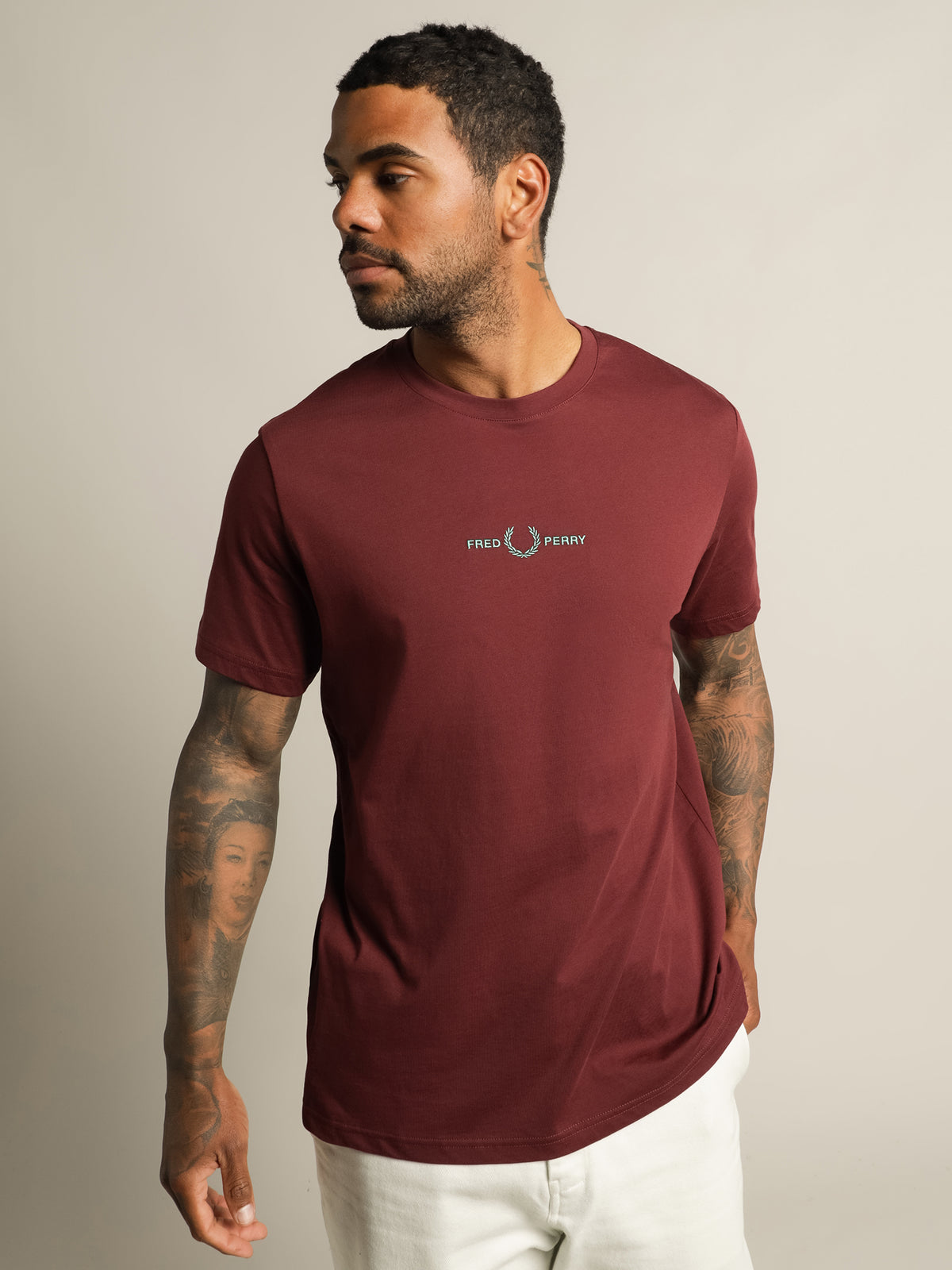 Embroidered T-Shirt in Aubergine