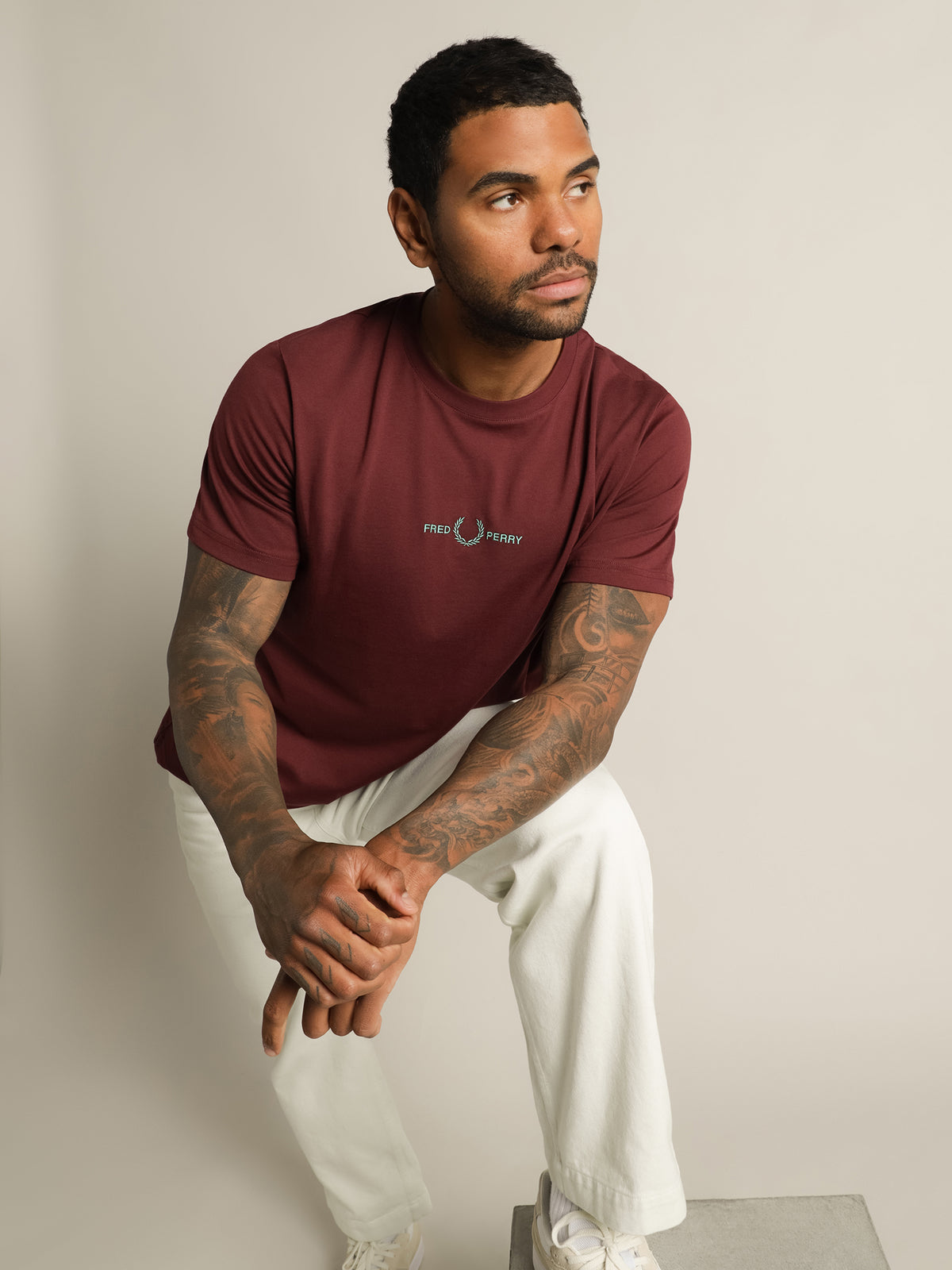 Embroidered T-Shirt in Aubergine