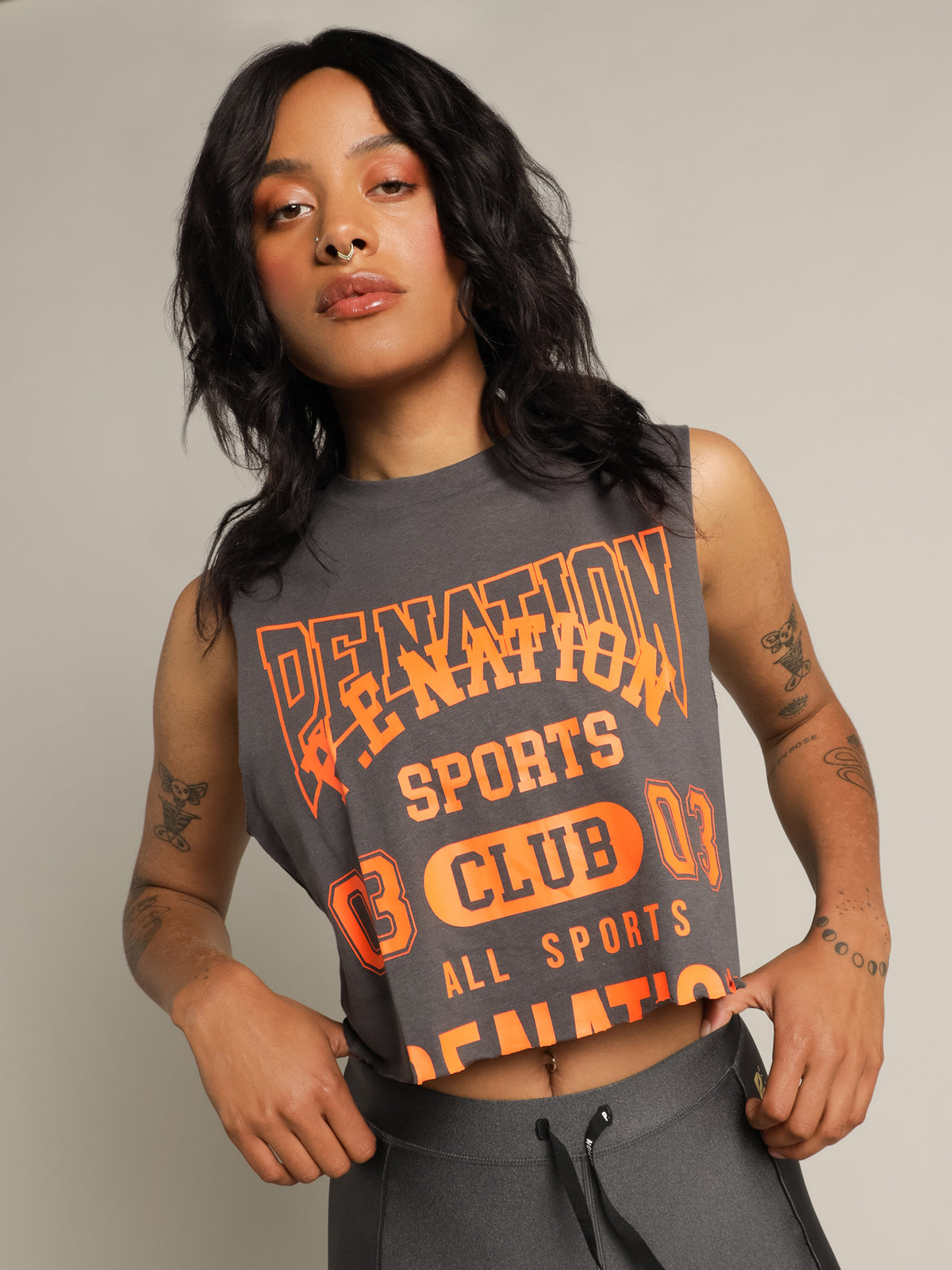 Pe Nation Game Card Tank | Charcoal