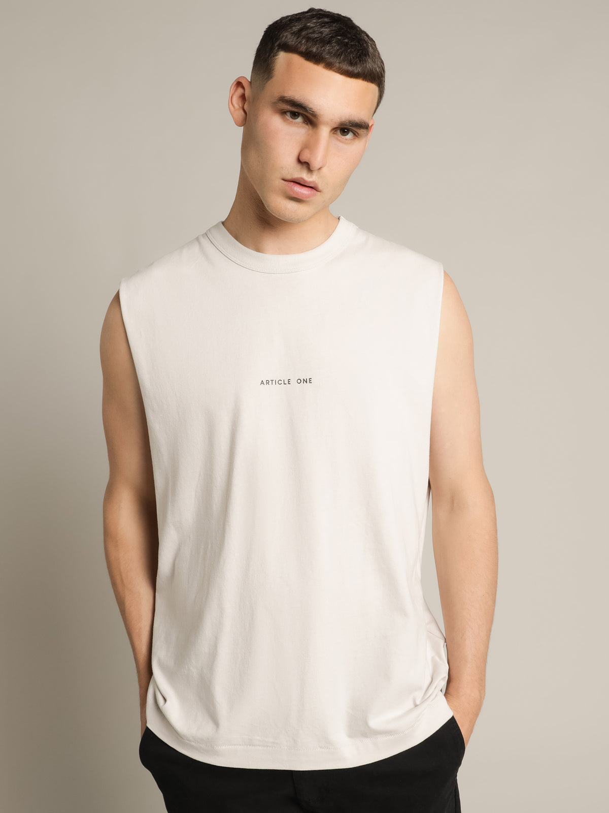 Article One Minimal Logo Muscle | Ecru