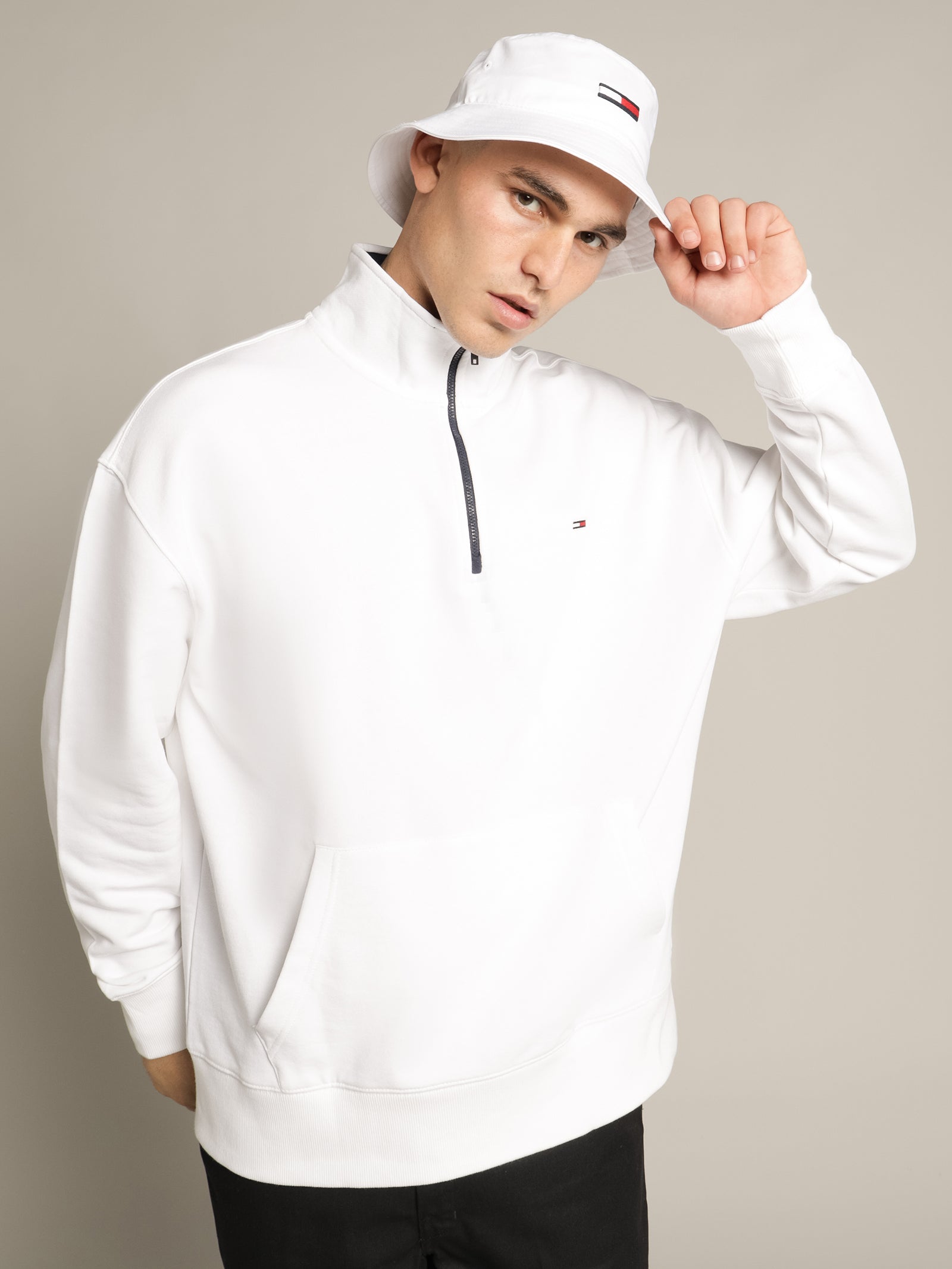 Text Flag Mock Neck Jumper