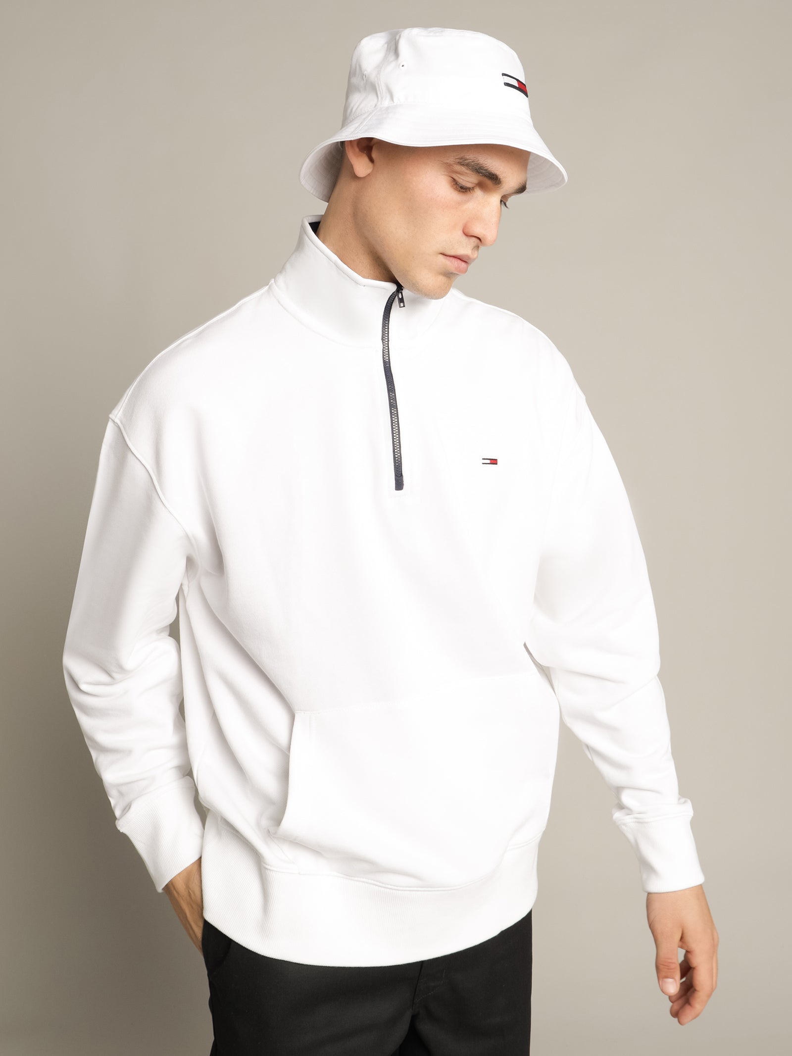 Text Flag Mock Neck Jumper