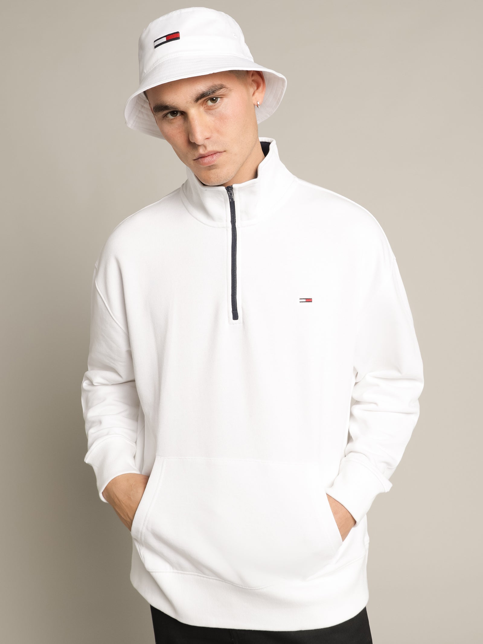 Text Flag Mock Neck Jumper