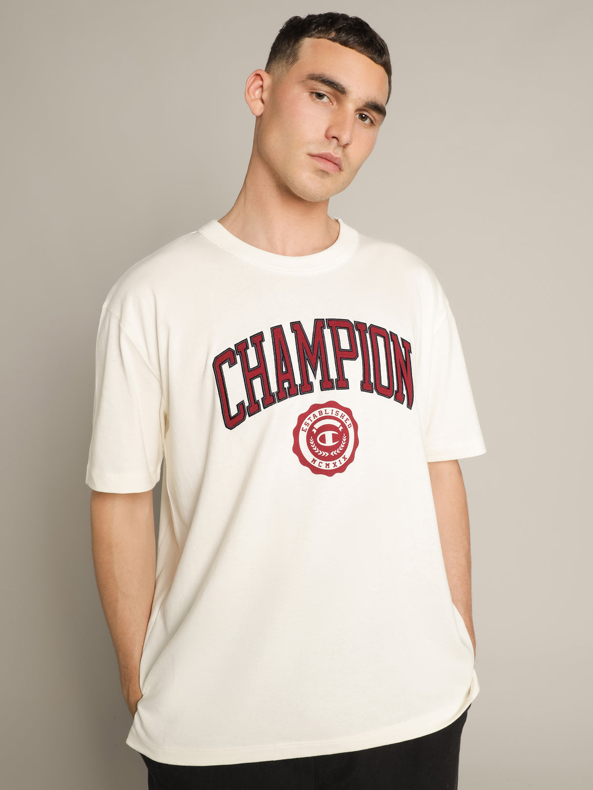 Champion Archive Heritage T-Shirt | Chalk