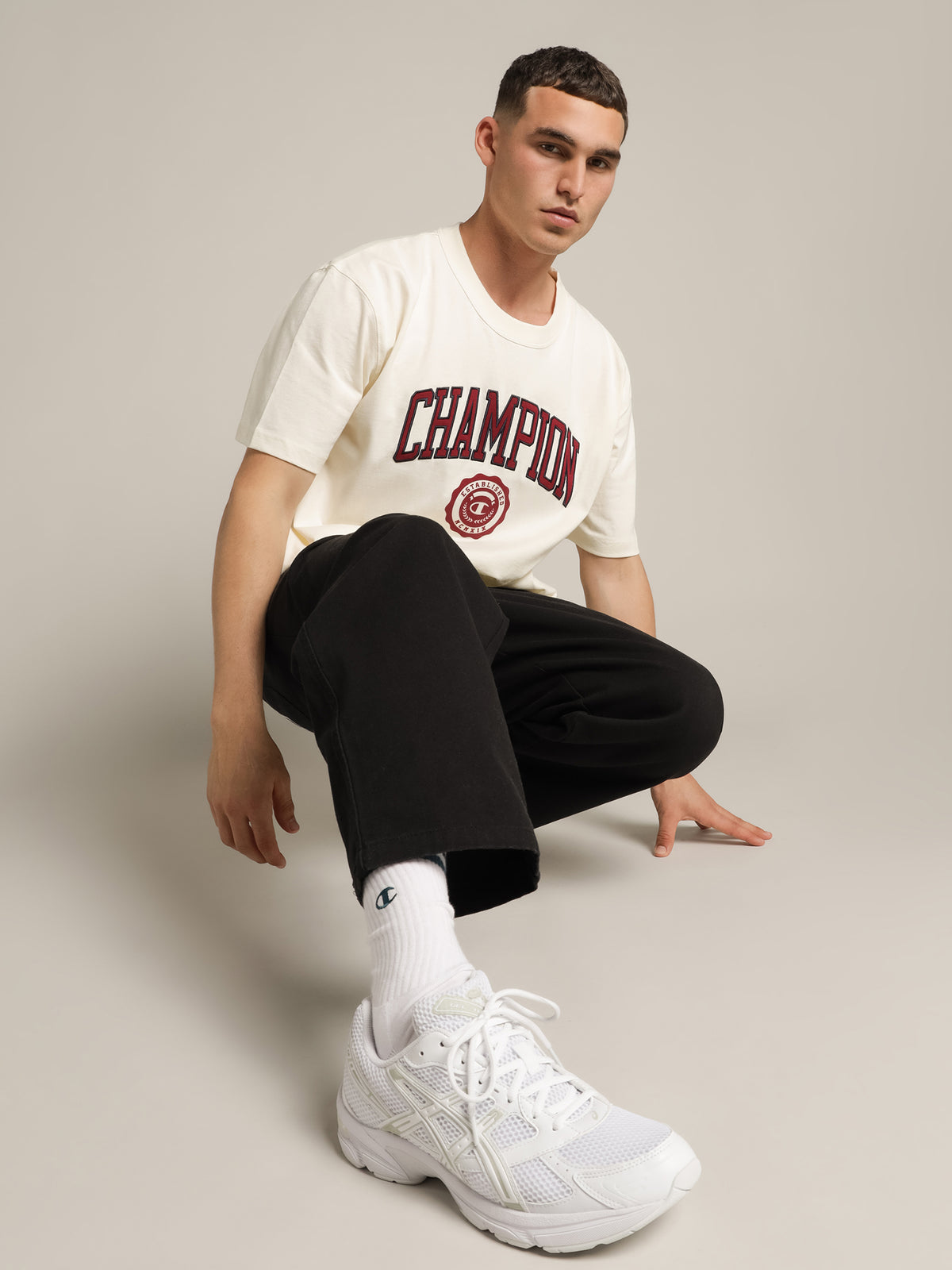 Champion Archive Heritage T-Shirt | Chalk