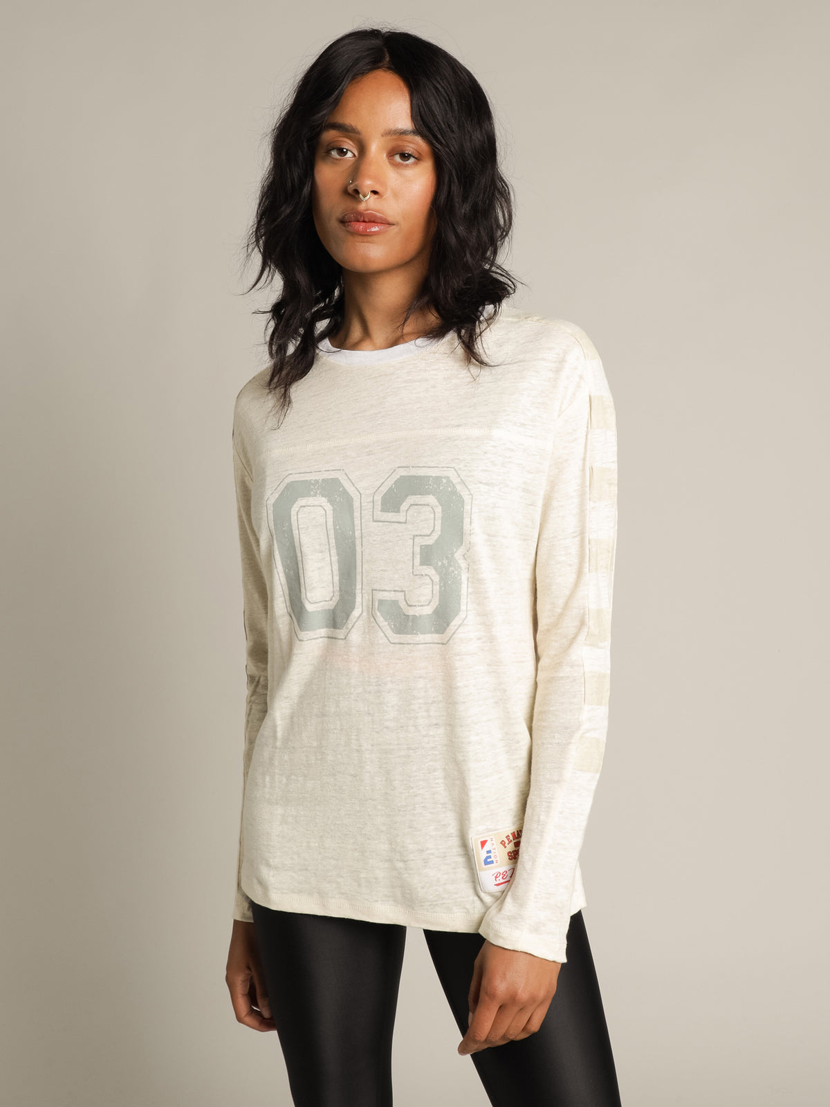 Goal Side Long Sleeve T-Shirt in Pearled Ivory