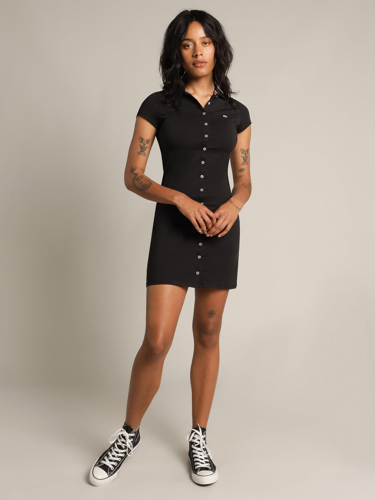 Jersey Slim-Fit Dress in Black