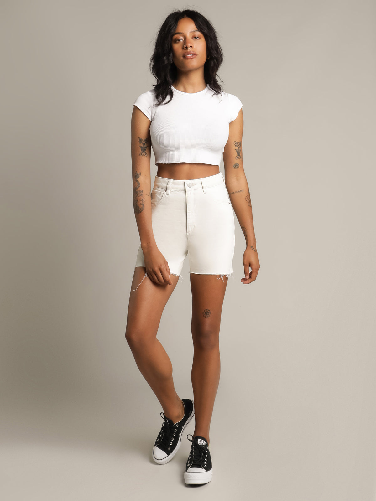 Claudia Cut Off Shorts in Stone White