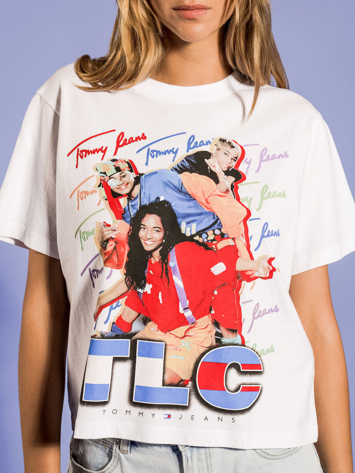 Music Revisited TLC Oversized Cropped T-Shirt in White