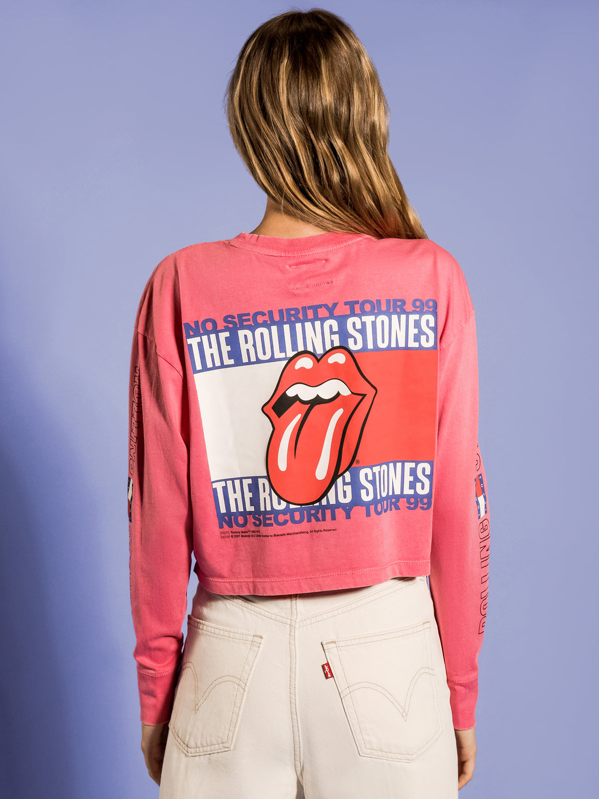 Music Revisited Rolling Stones Long Sleeve T-Shirt in Pop Pink