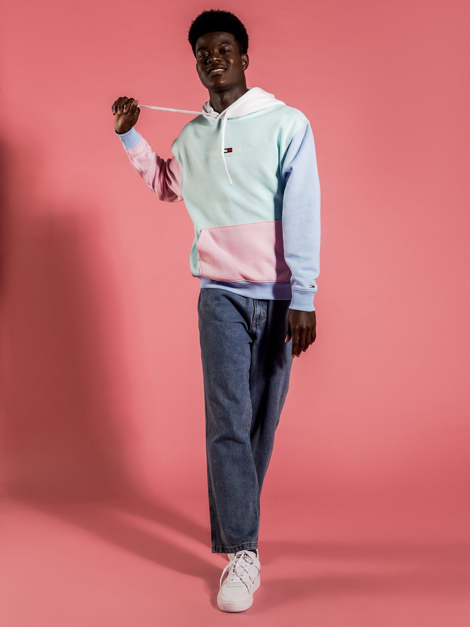 Pastel Color-Blocked Hoodie