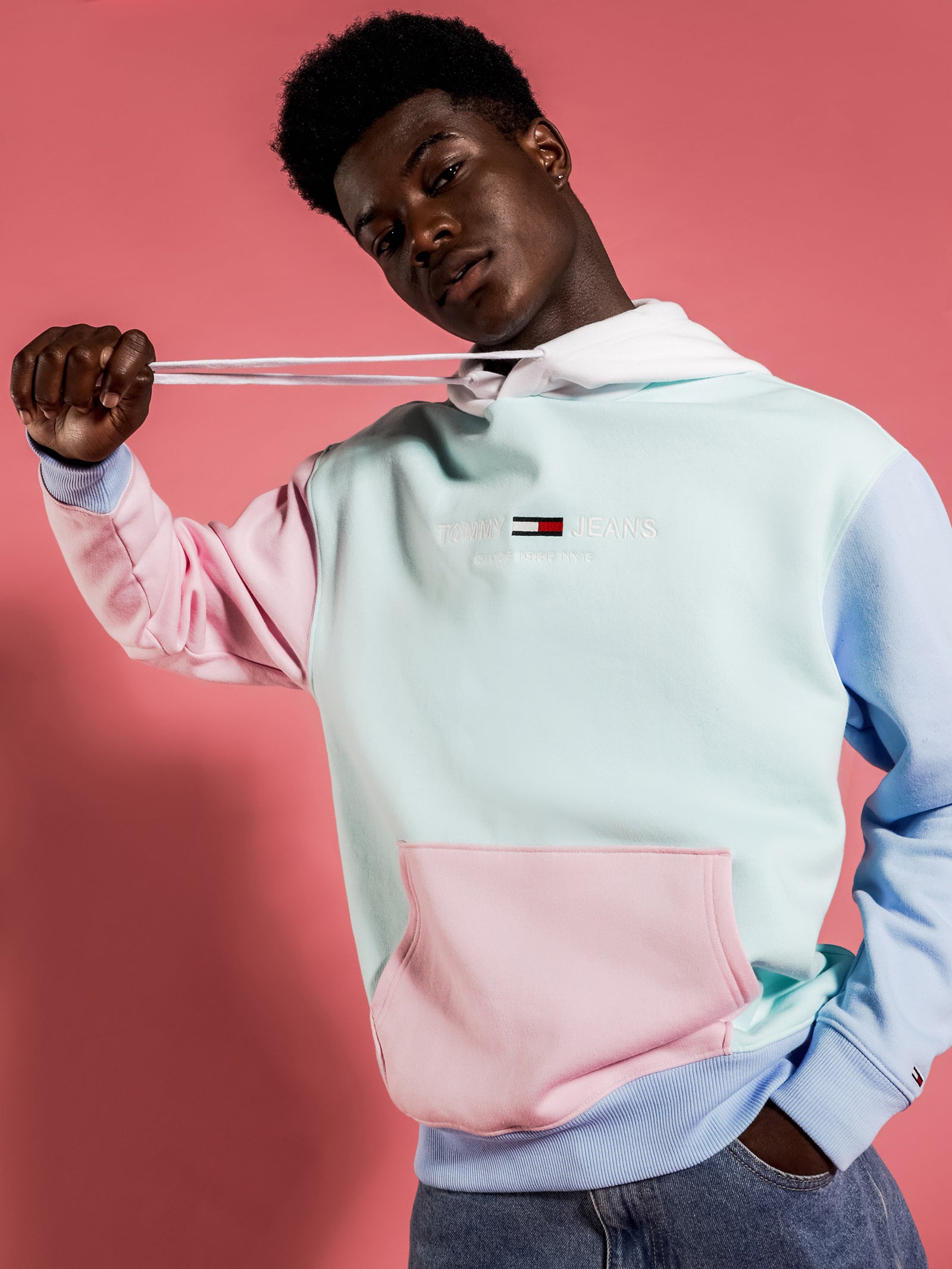 Pastel Color-Blocked Hoodie