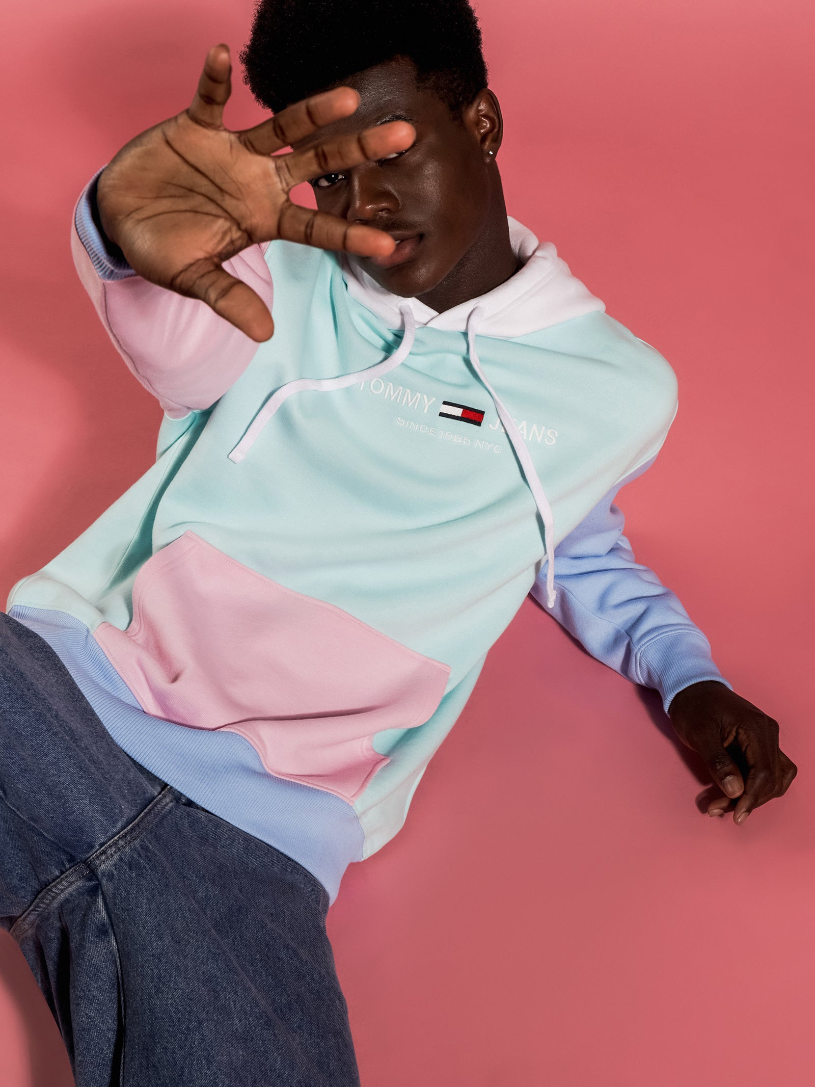 Pastel Color-Blocked Hoodie
