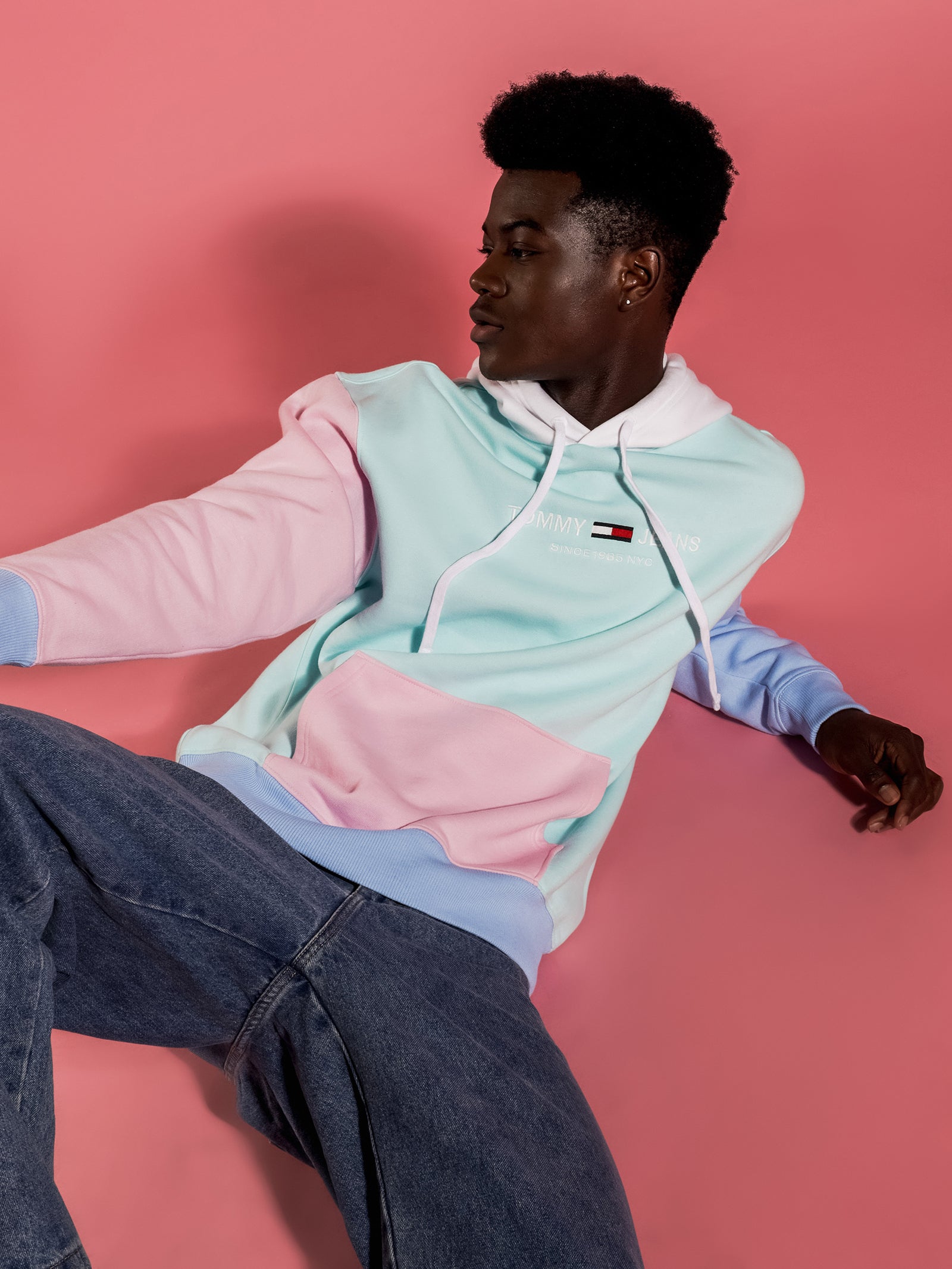 Pastel Color-Blocked Hoodie