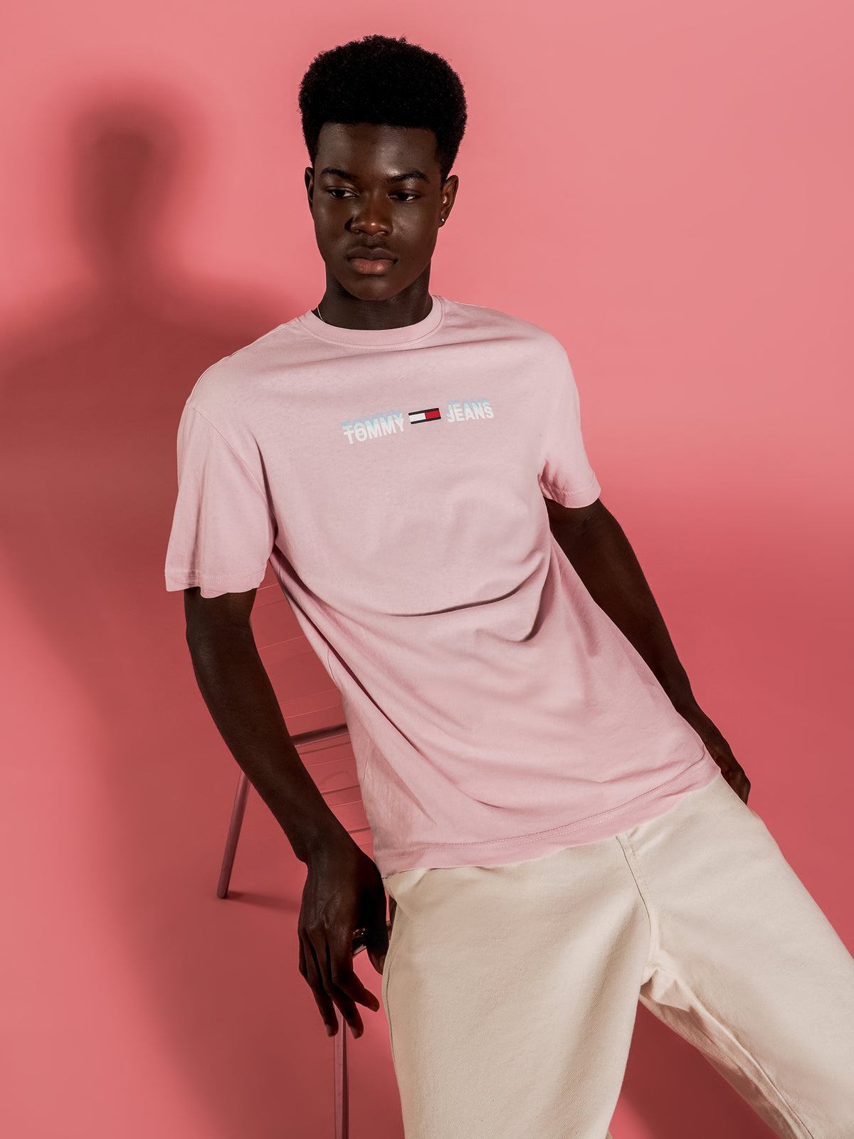 Pastel Linear Logo T-Shirt in Romantic Pink