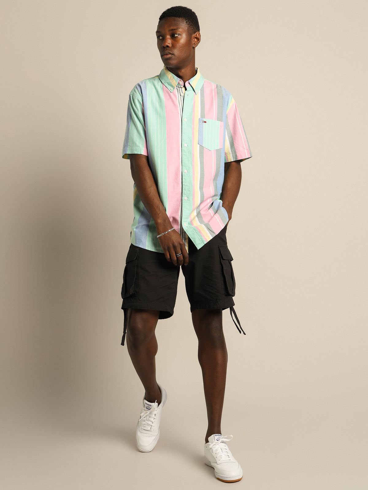 TJM Stripe 2 Short Sleeve Shirt in Pink