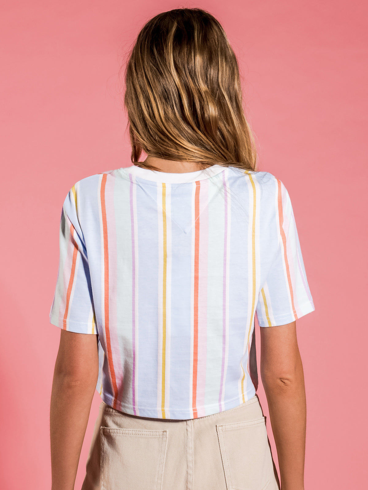 Stripe 1 Crop T-Shirt in Light Powdery Blue