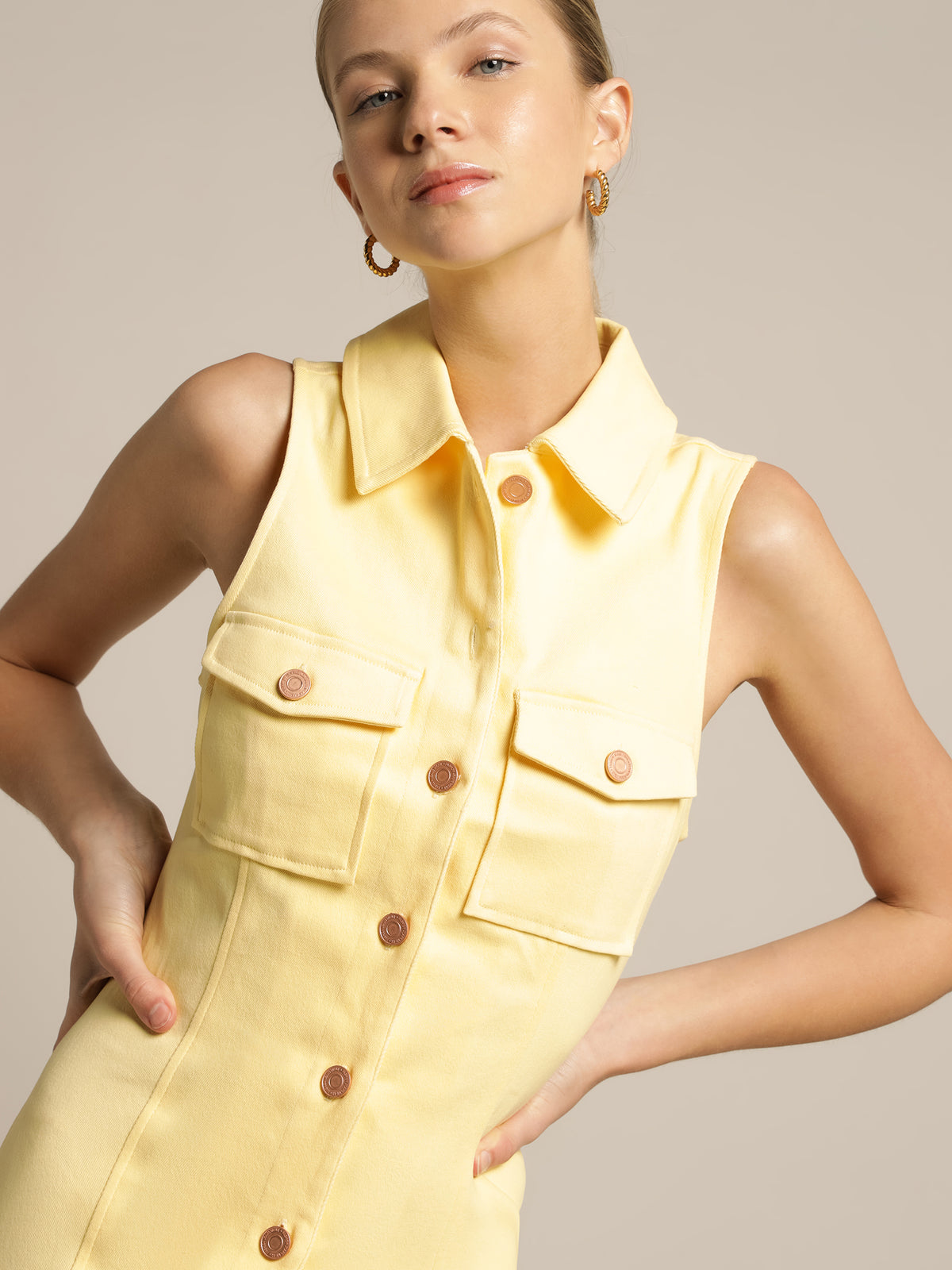 Gina Shirt Dress in Butter Yellow