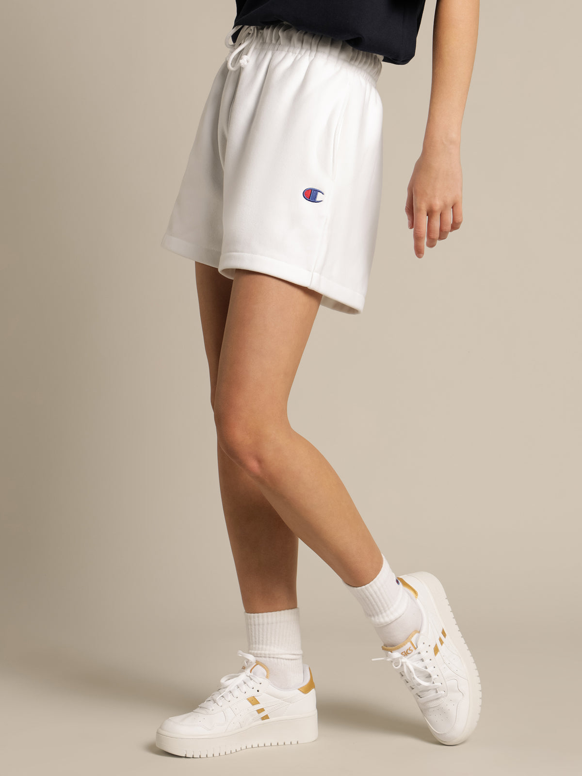 Reverse Weave Shorts in White