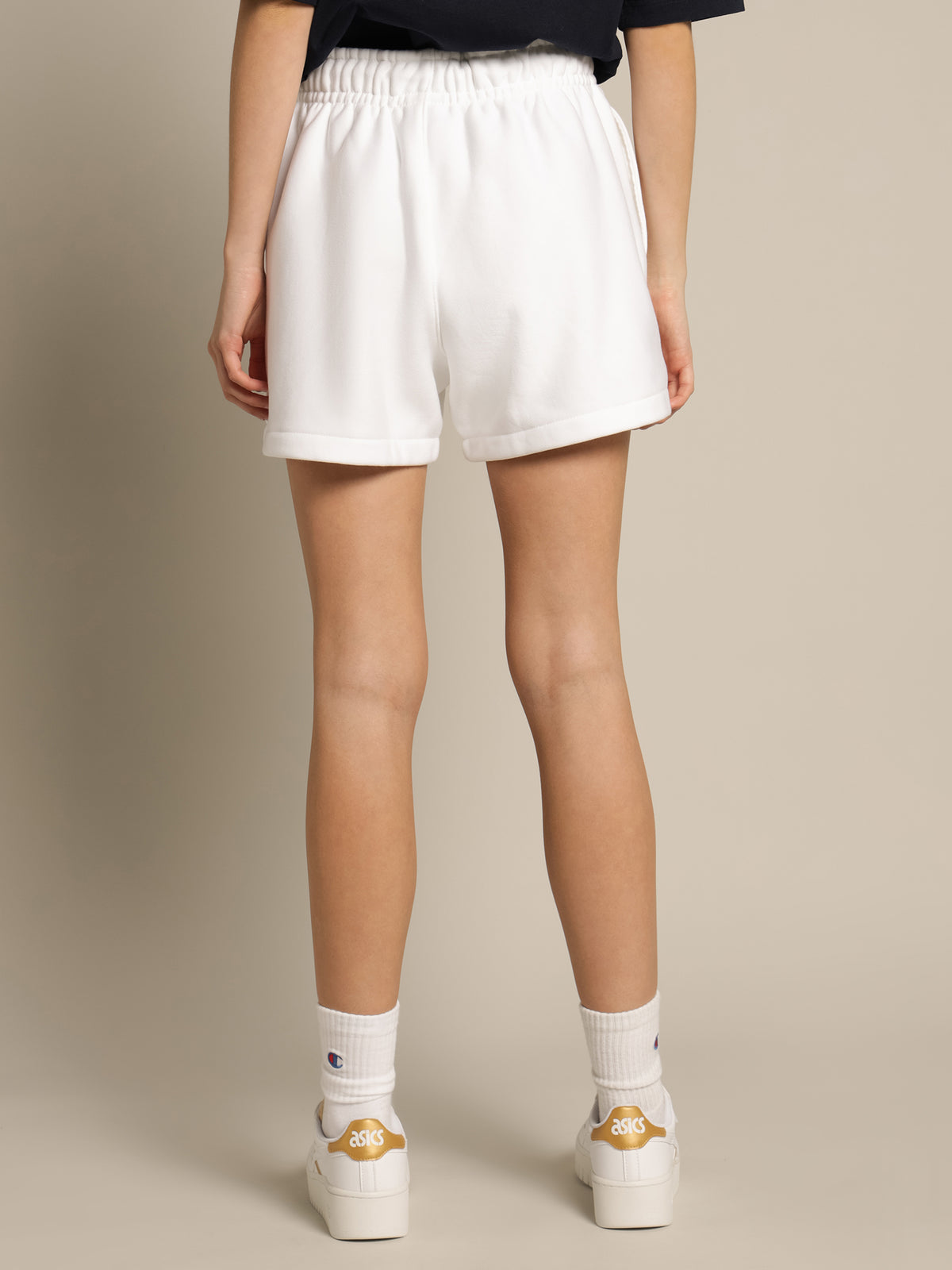 Reverse Weave Shorts in White