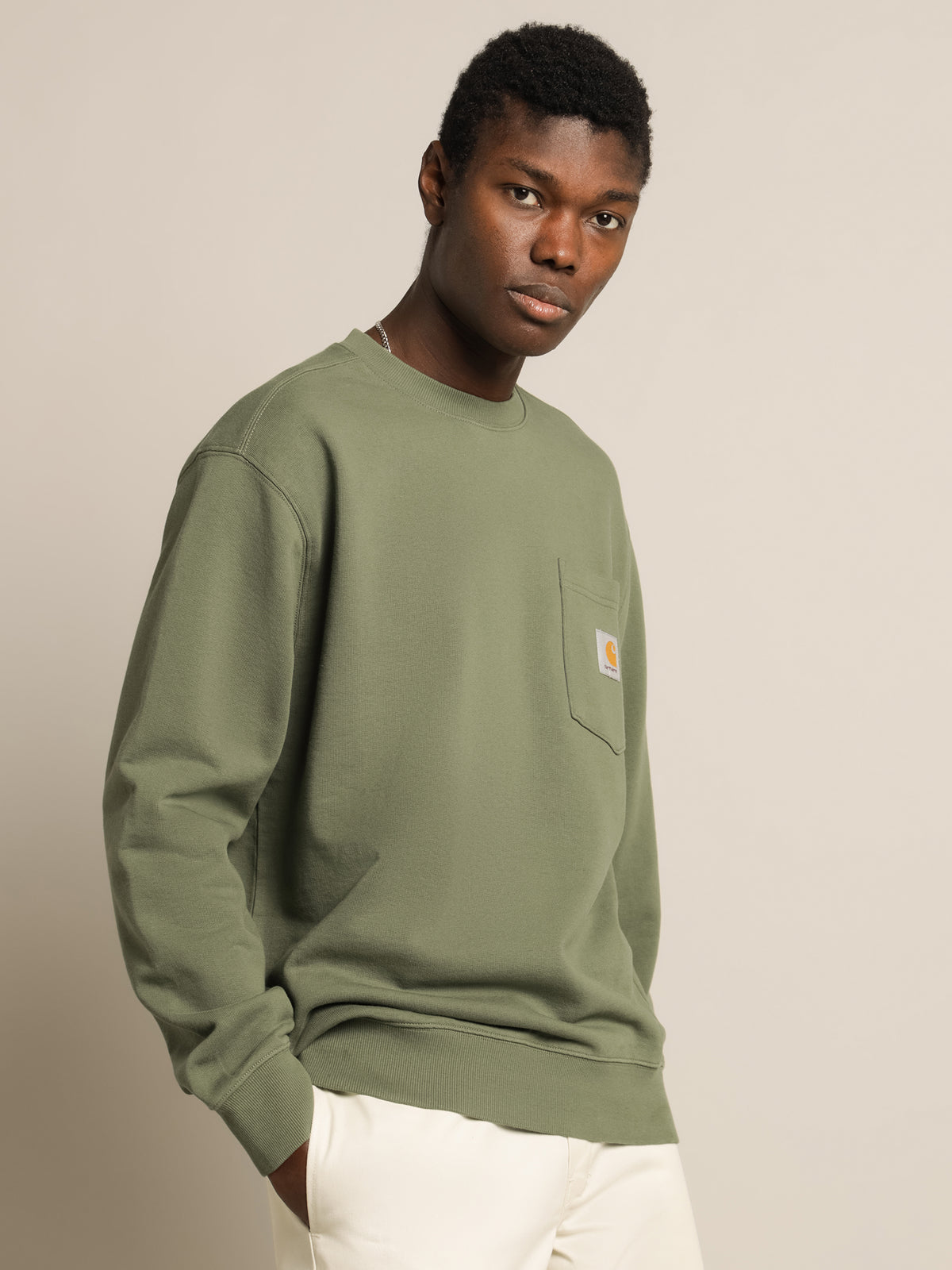 Pocket Sweatshirt in Dollar Green