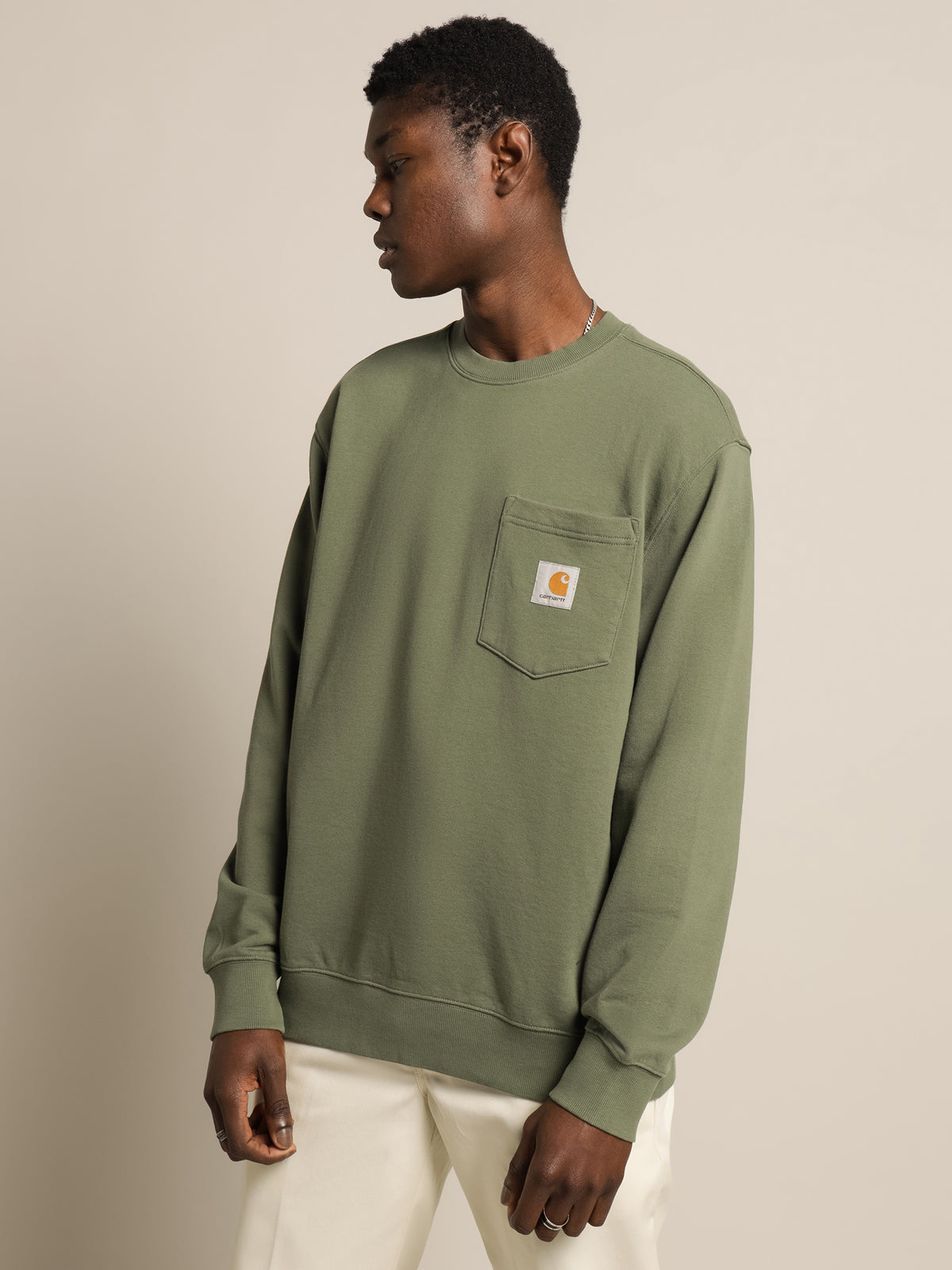 Pocket Sweatshirt in Dollar Green