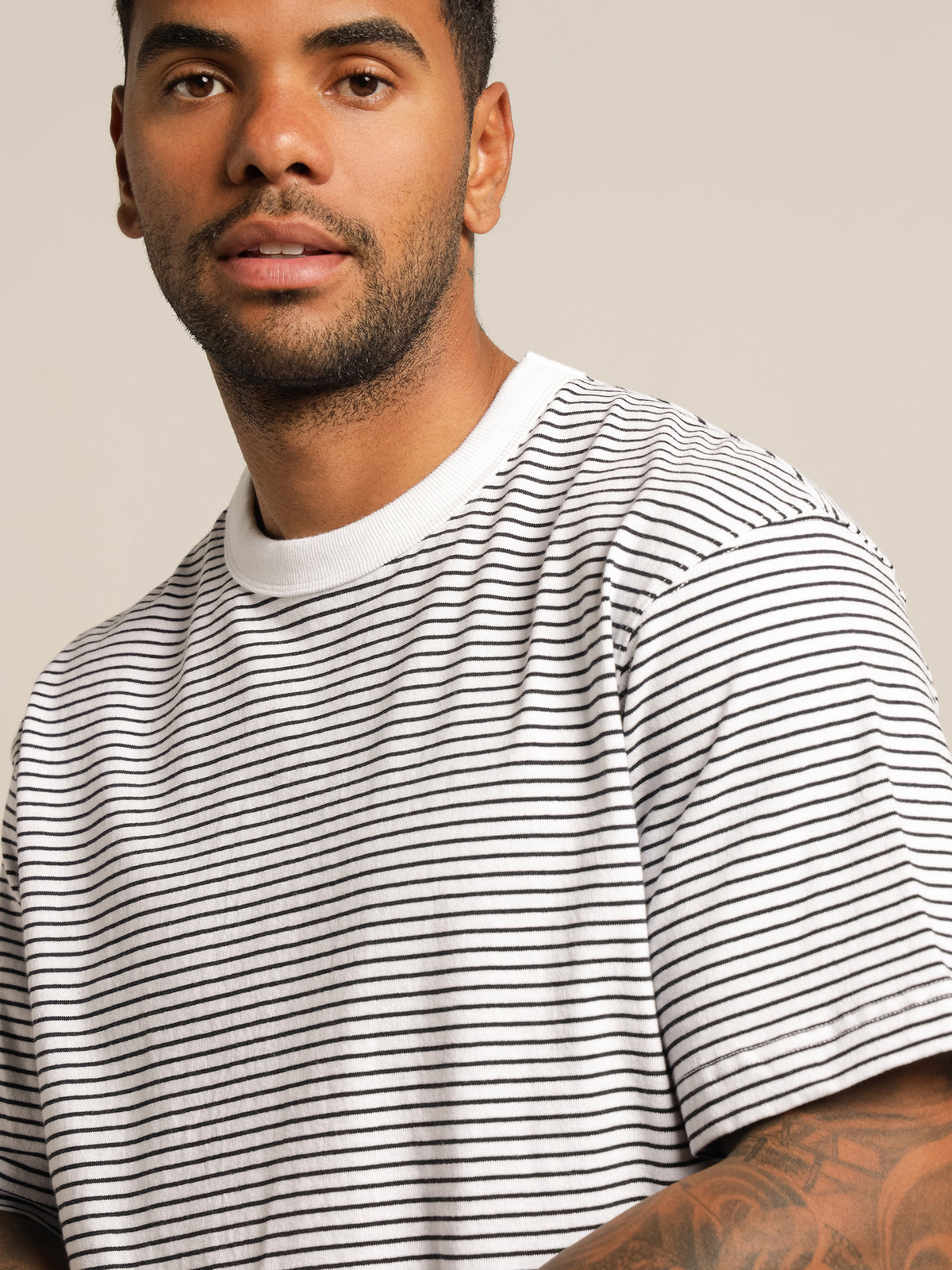 Article One Heavyweight Crew T-Shirt | White Stripe