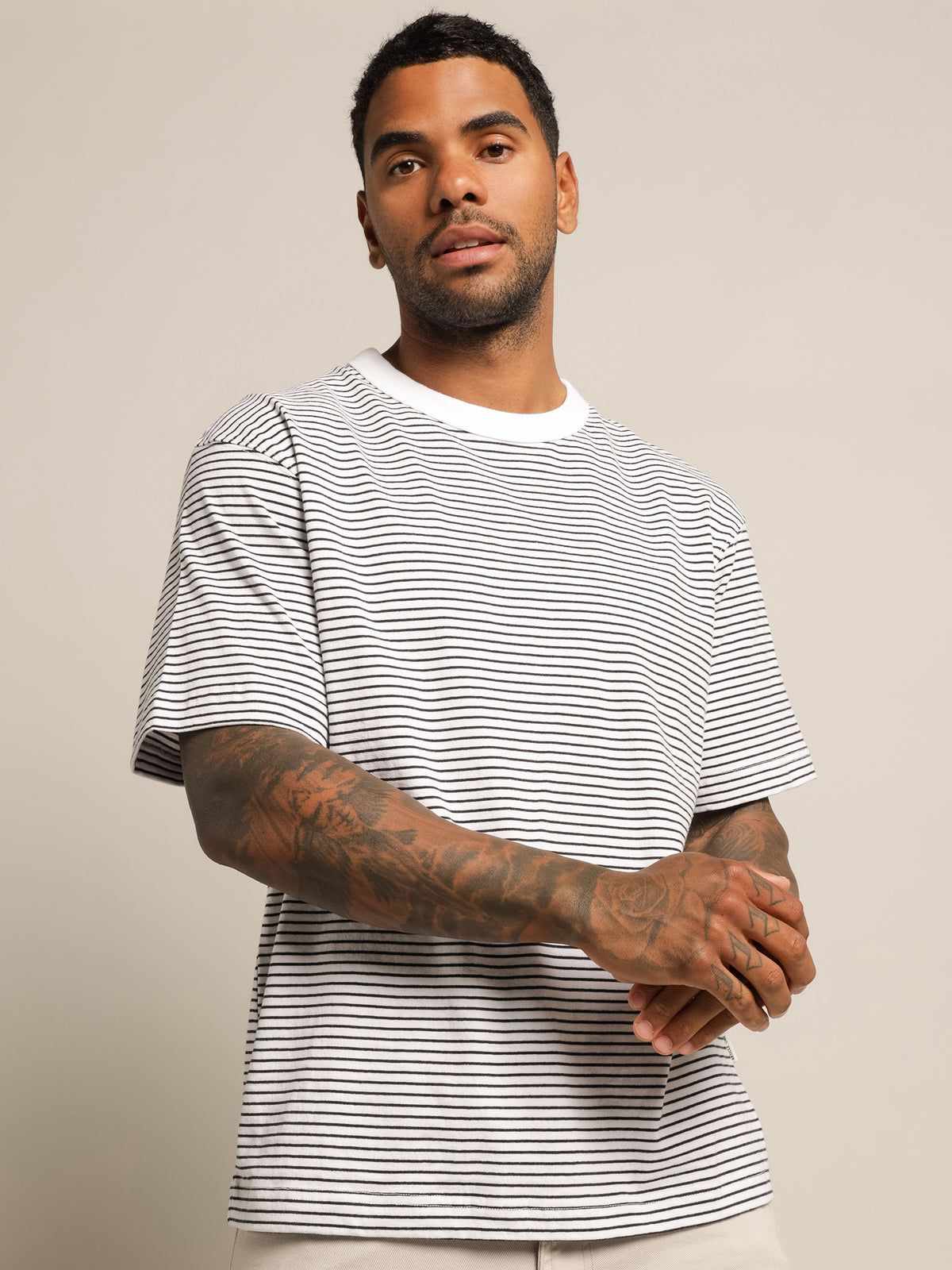 Article One Heavyweight Crew T-Shirt | White Stripe
