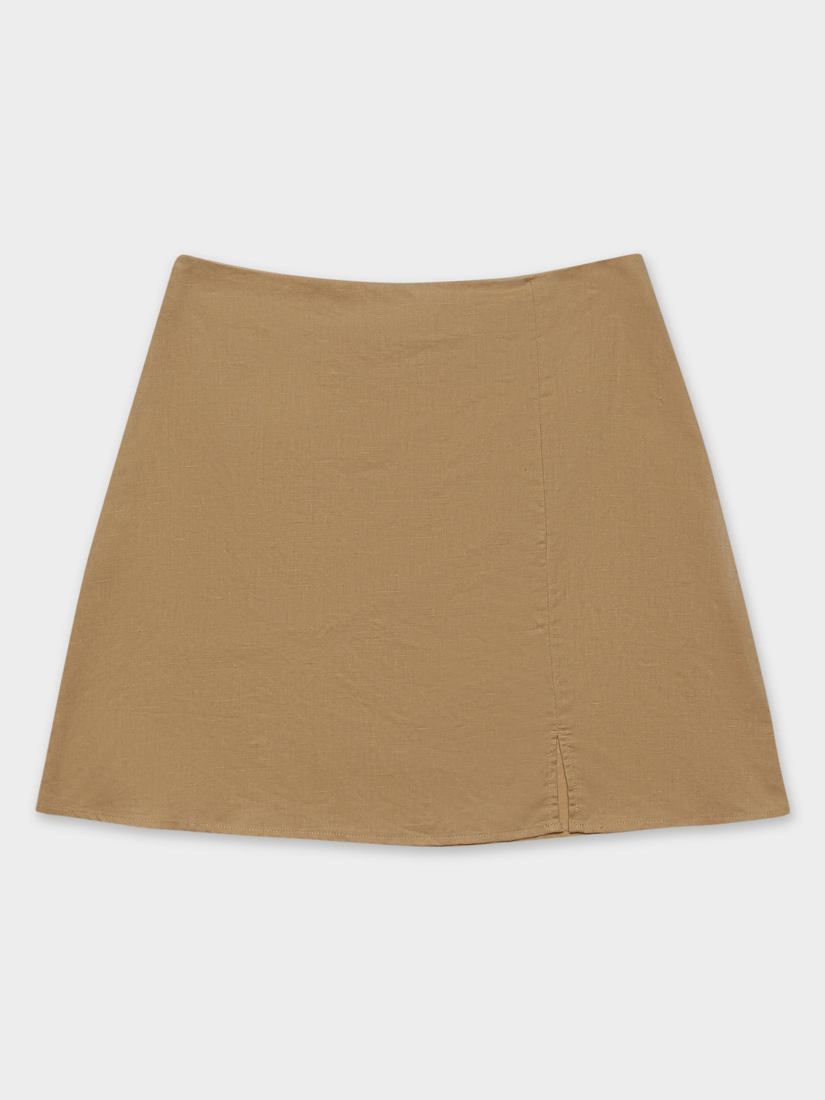 Nima Linen Mini Skirt in Caramel Brown