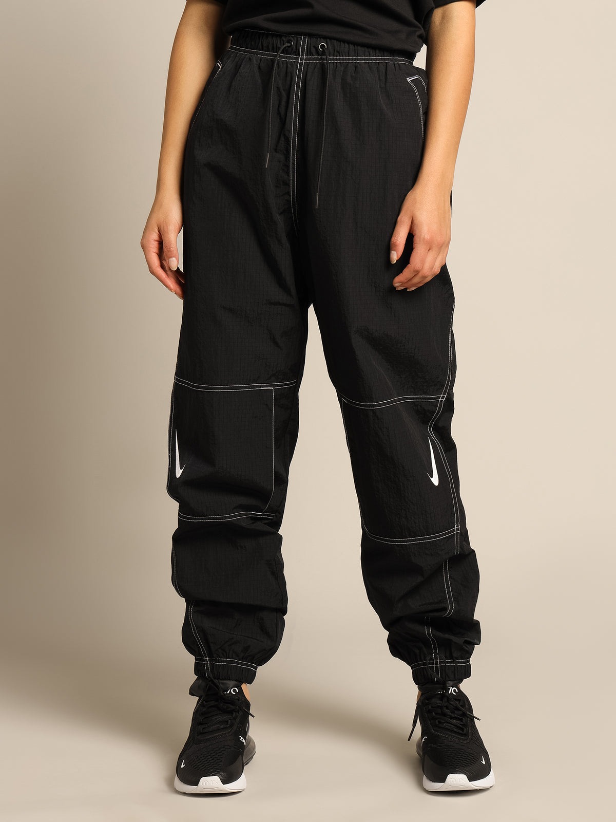NSW Repel Swoosh Track Pants in Black &amp; White